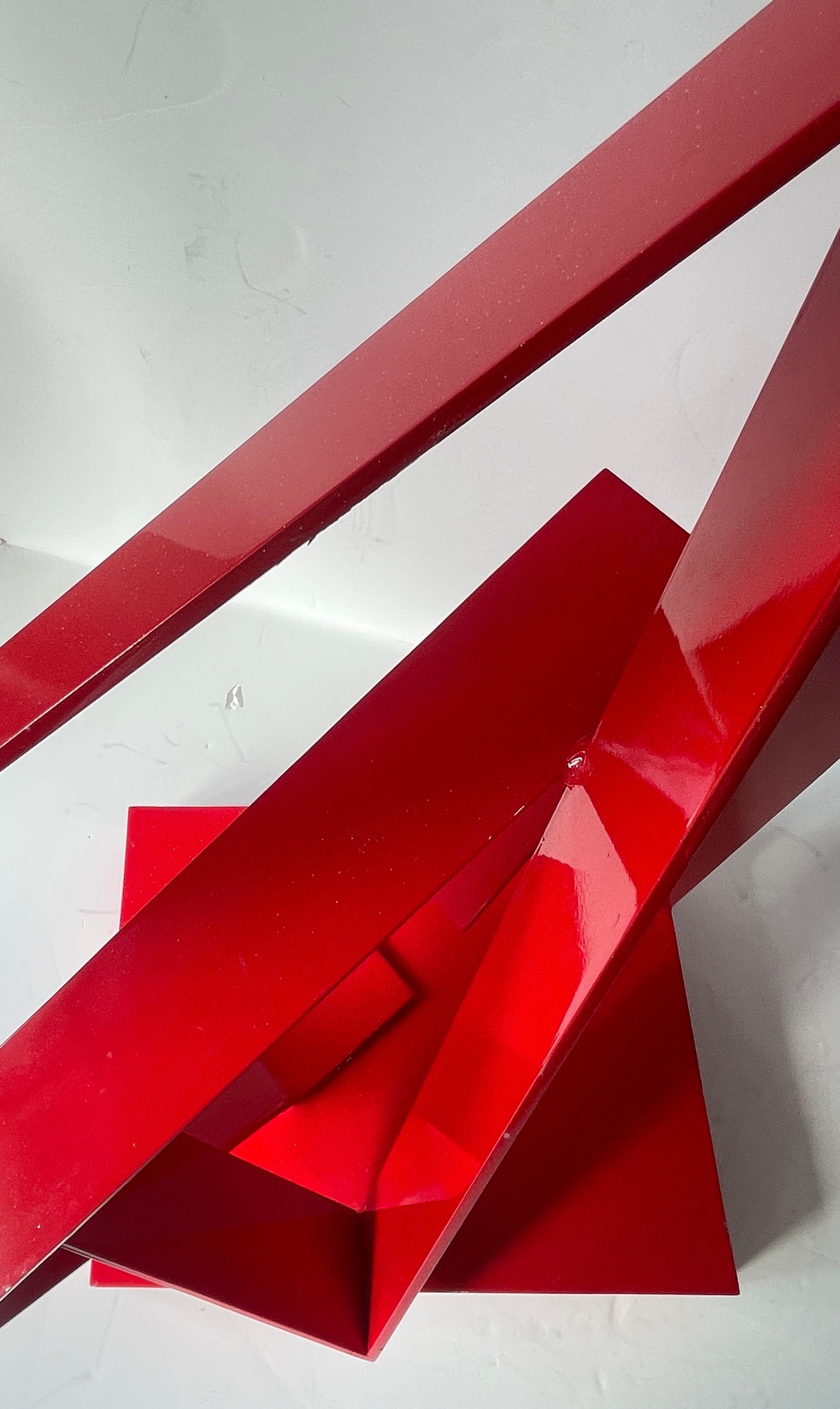 Scultura da tavolo astratta di metà secolo in alluminio laccato rosso, stile Jane Manus in vendita 9