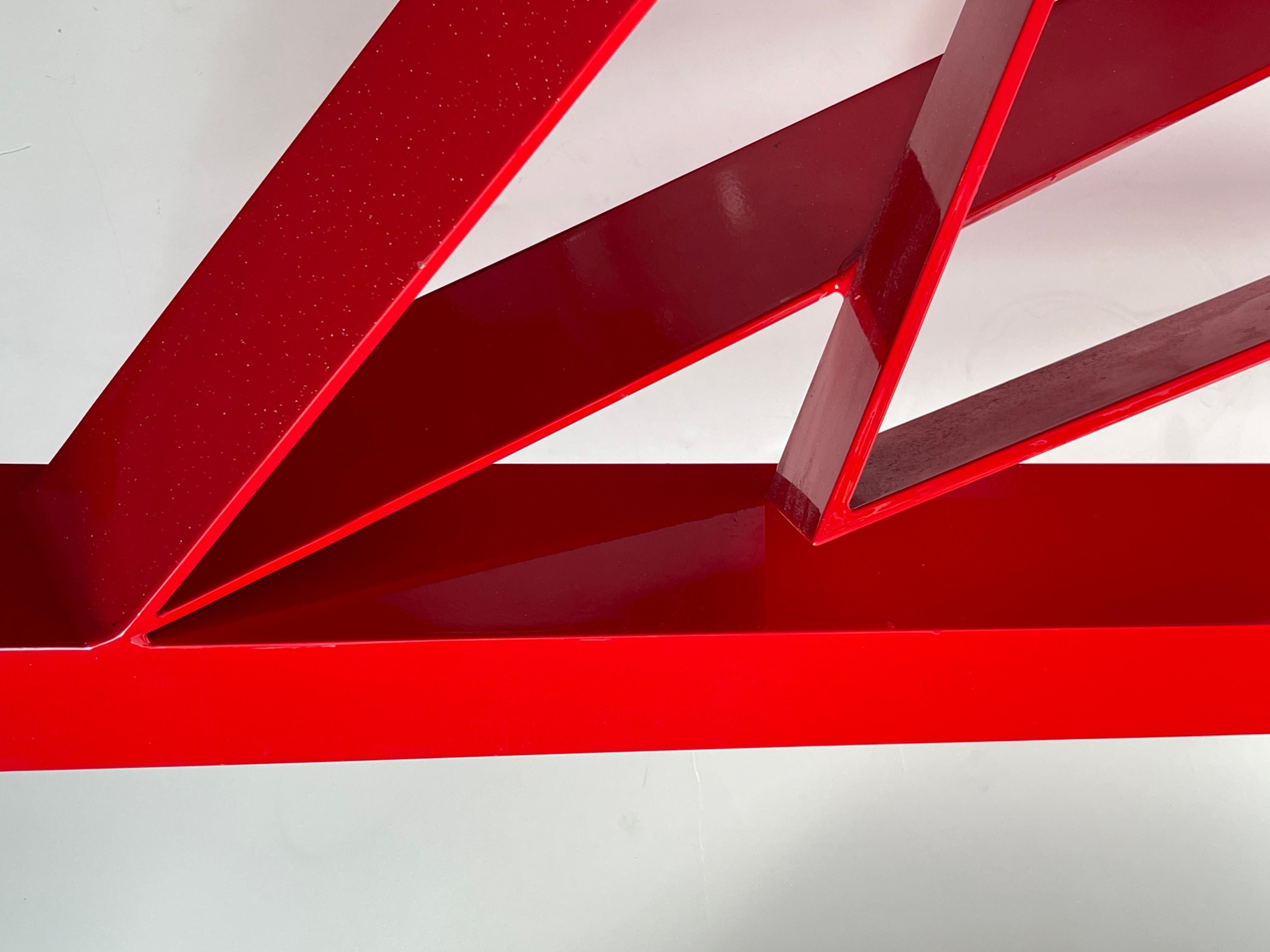 Scultura da tavolo astratta di metà secolo in alluminio laccato rosso, stile Jane Manus in vendita 10