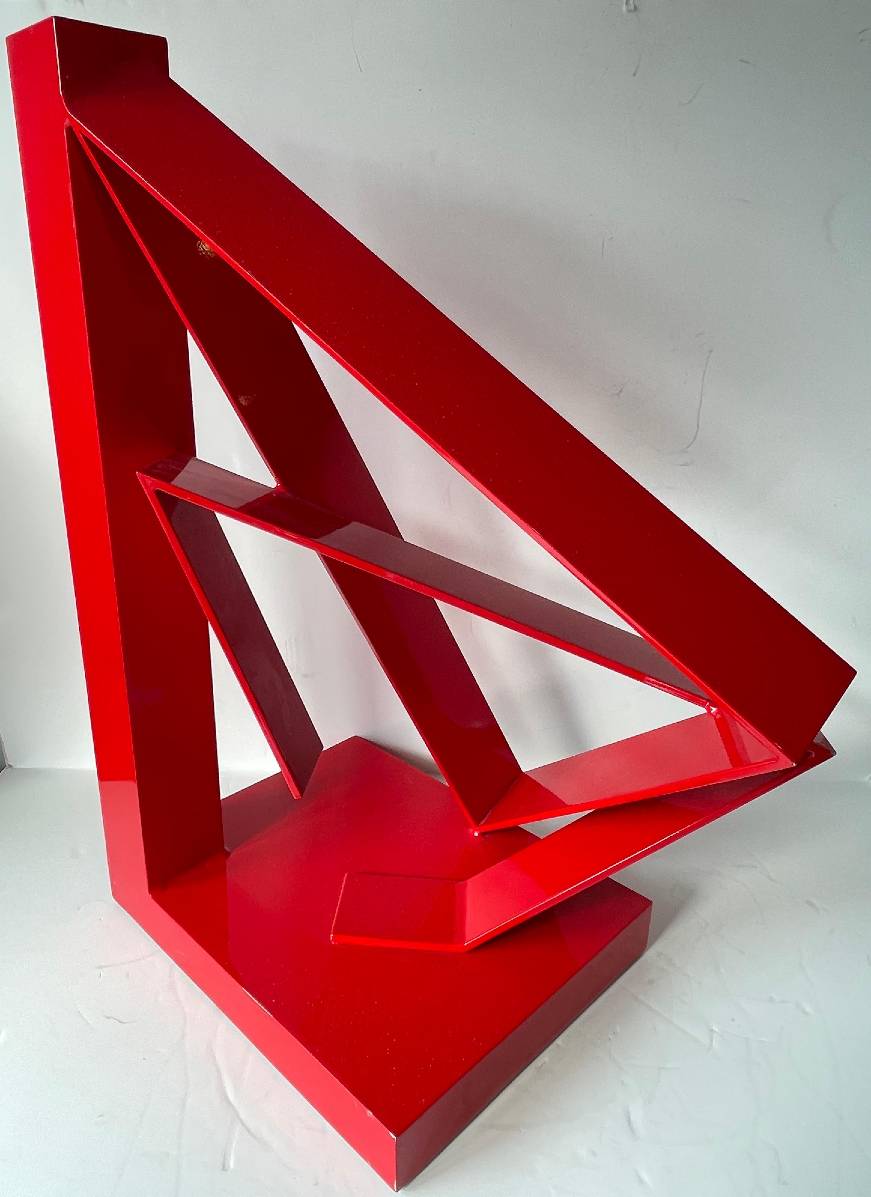 Scultura da tavolo astratta di metà secolo in alluminio laccato rosso, stile Jane Manus In condizioni buone in vendita a West Palm Beach, FL