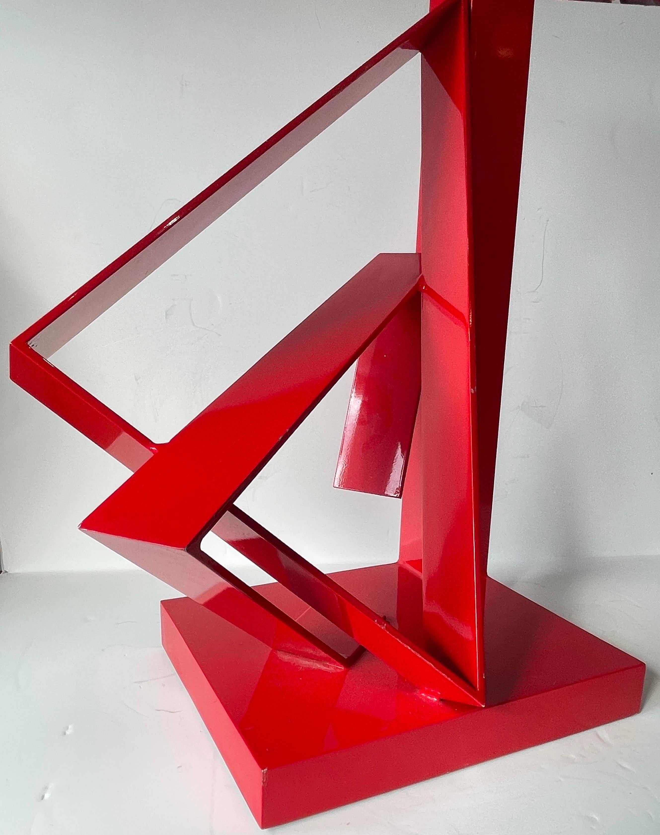 Scultura da tavolo astratta di metà secolo in alluminio laccato rosso, stile Jane Manus in vendita 1