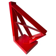 Scultura da tavolo astratta di metà secolo in alluminio laccato rosso, stile Jane Manus