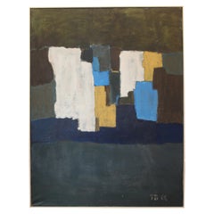 Abstract Midcentury Oil Painting, France, 1960s