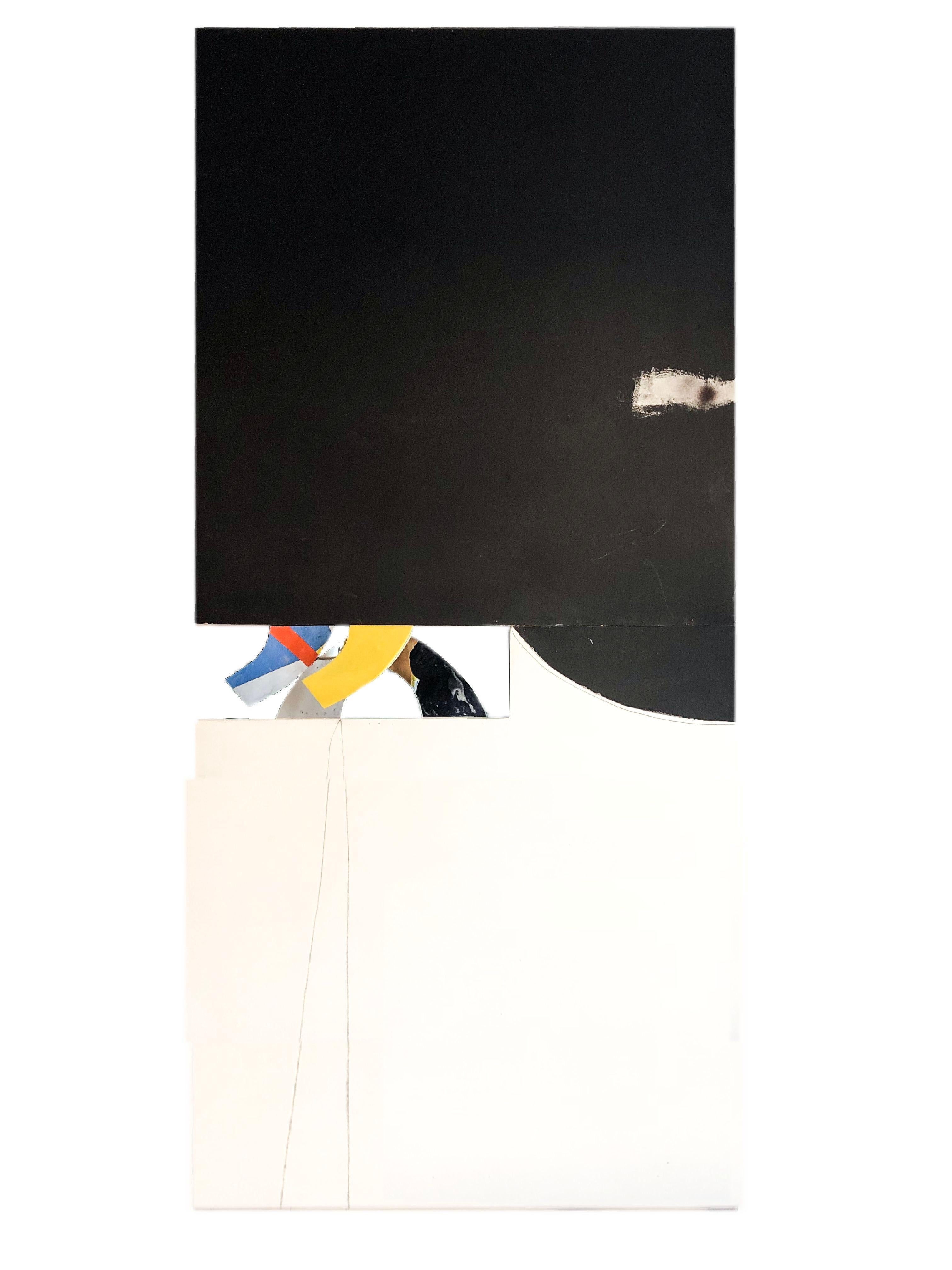 Abstract Minimalist Diptych Black & White Panel Painting Erik Atkinson Icon 1971. Acrylic on board with mirror and plexi glass in 2 pieces, overall 100 x 48.25 inches, signed, titled, and dated on reverse.

Eric Atkinson is a major Canadian abstract