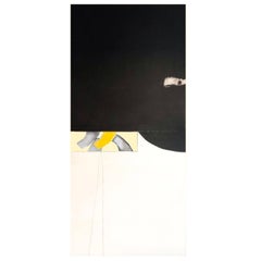 Abstract Minimalist Diptych Black & White Panel Painting Erik Atkinson Icon 1971