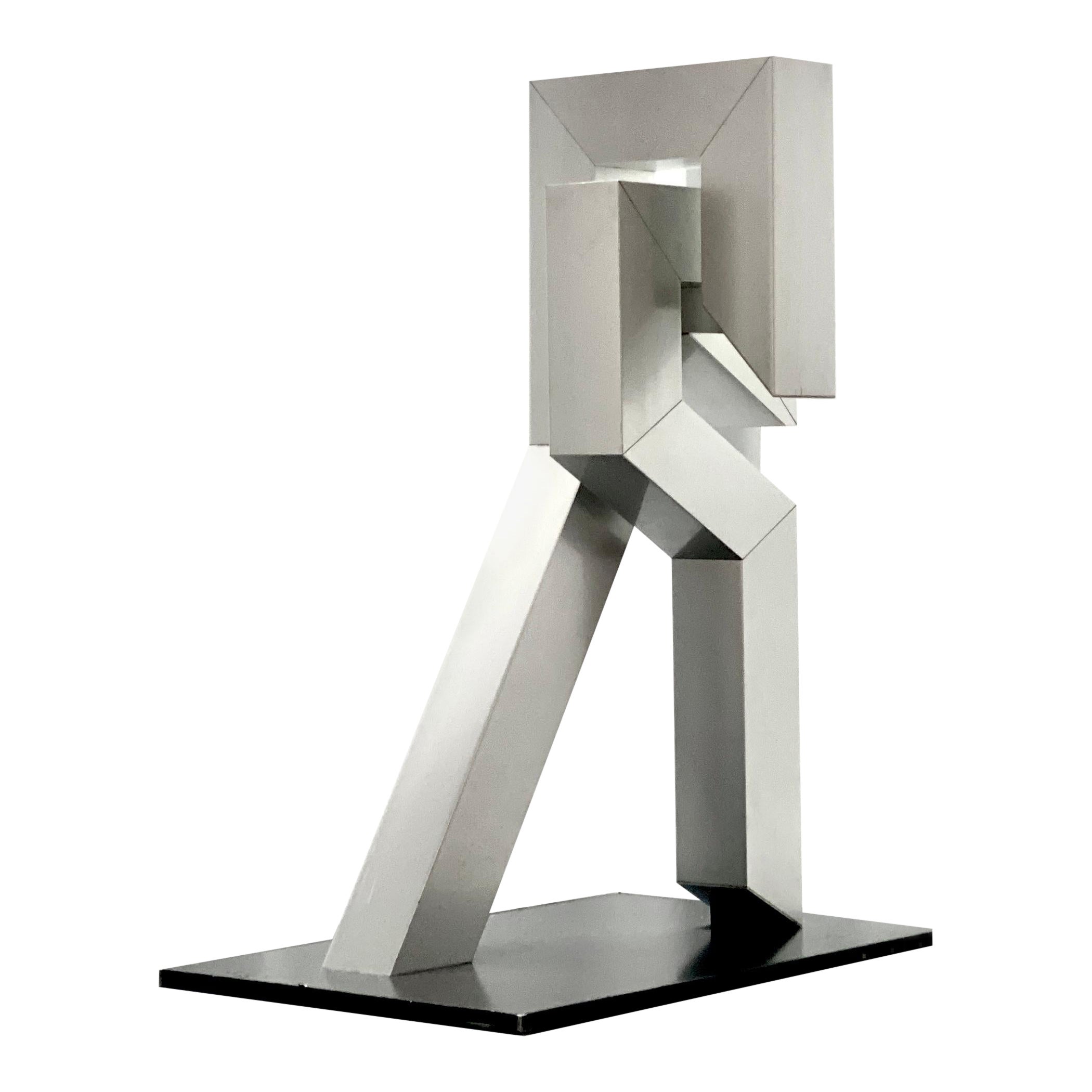 Abstract minimalist geometric sculpture in aluminum, 1970s