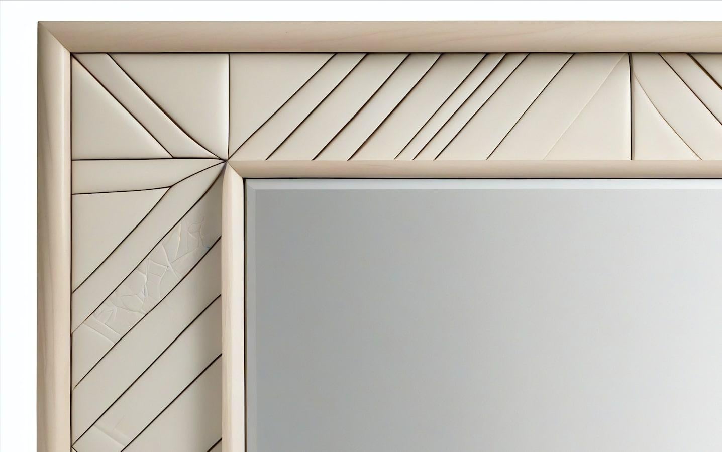 Indian Abstract Mirror Inspired by Art Deco, Handcrafted by Artisanal For Sale