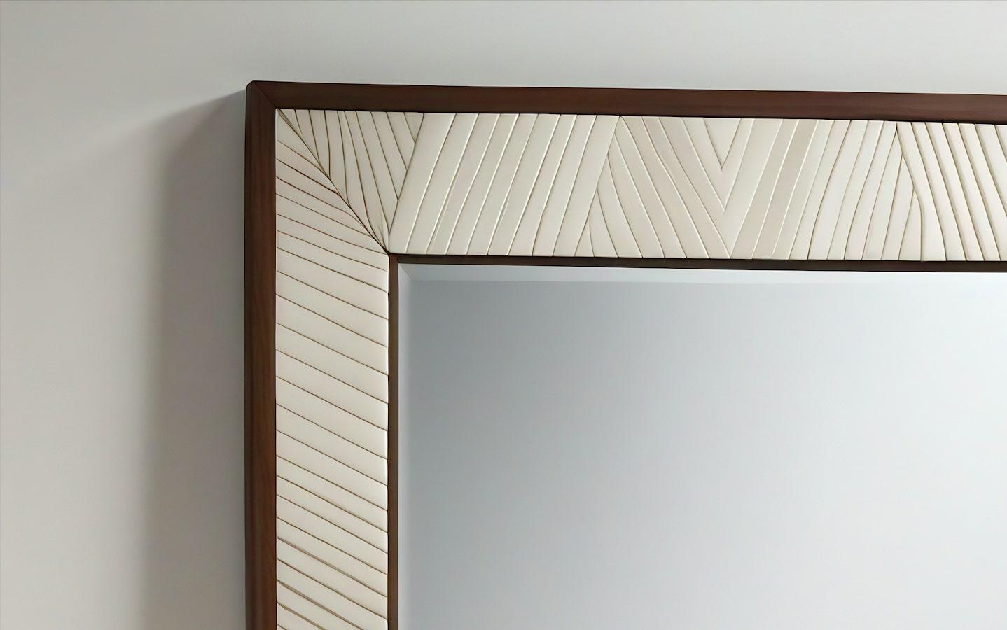 Indian Abstract Mirror Inspired by Art Deco, Handcrafted by Artisanal For Sale