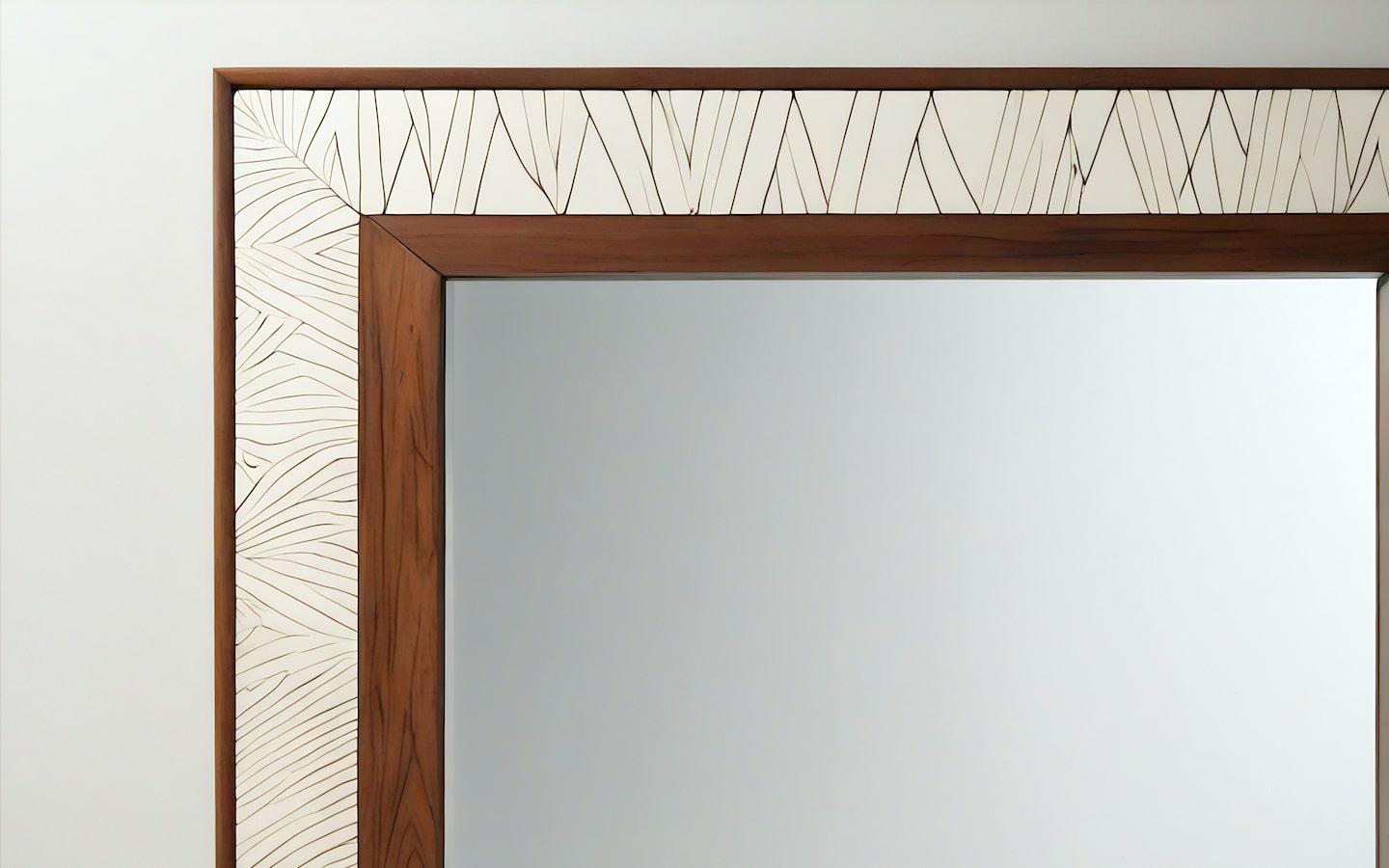 Indian Abstract Mirror Inspired by Art Deco, Handcrafted by Artisanal For Sale