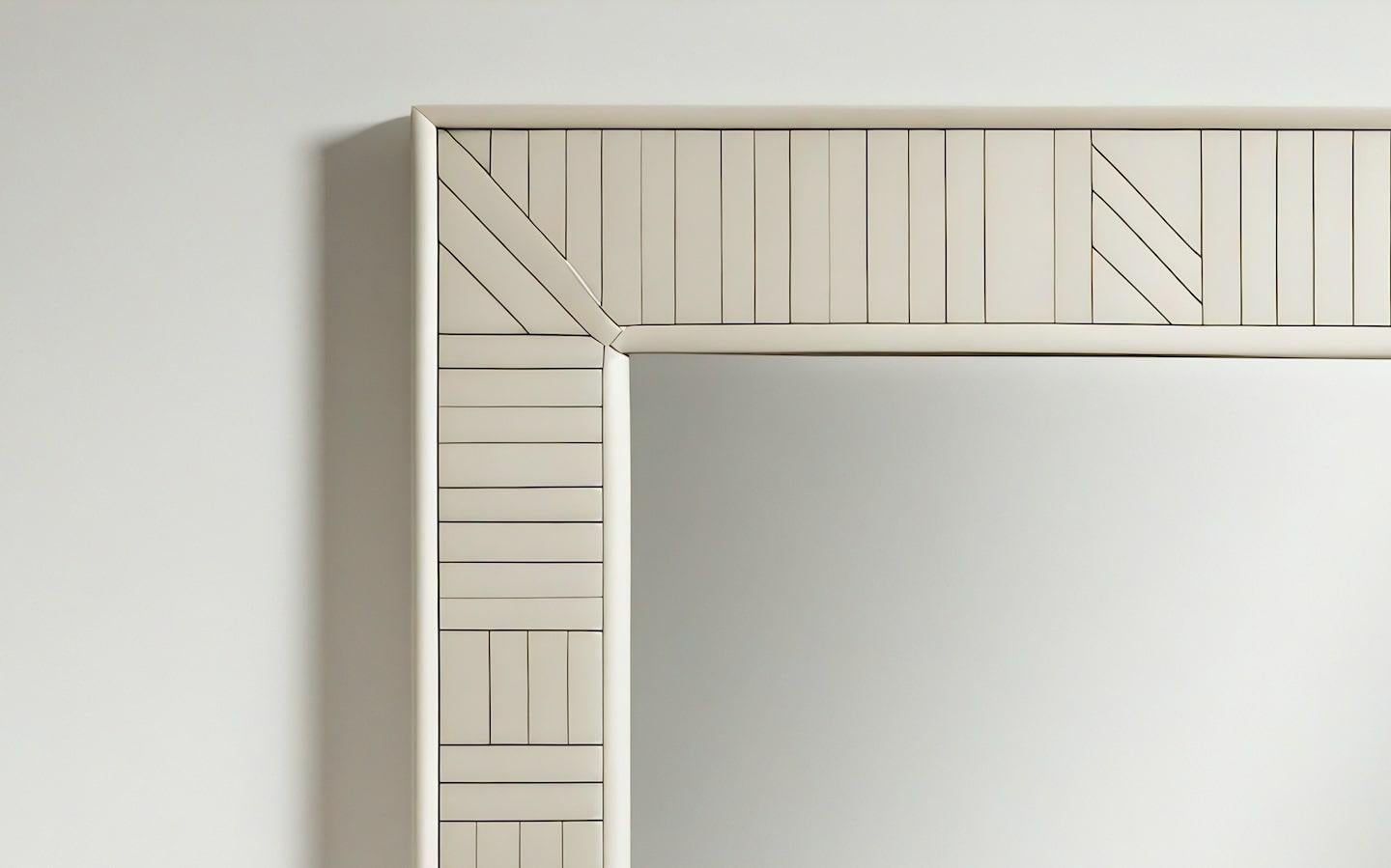 Indian Abstract Mirror Inspired by Art Deco, Handcrafted by Artisanal For Sale