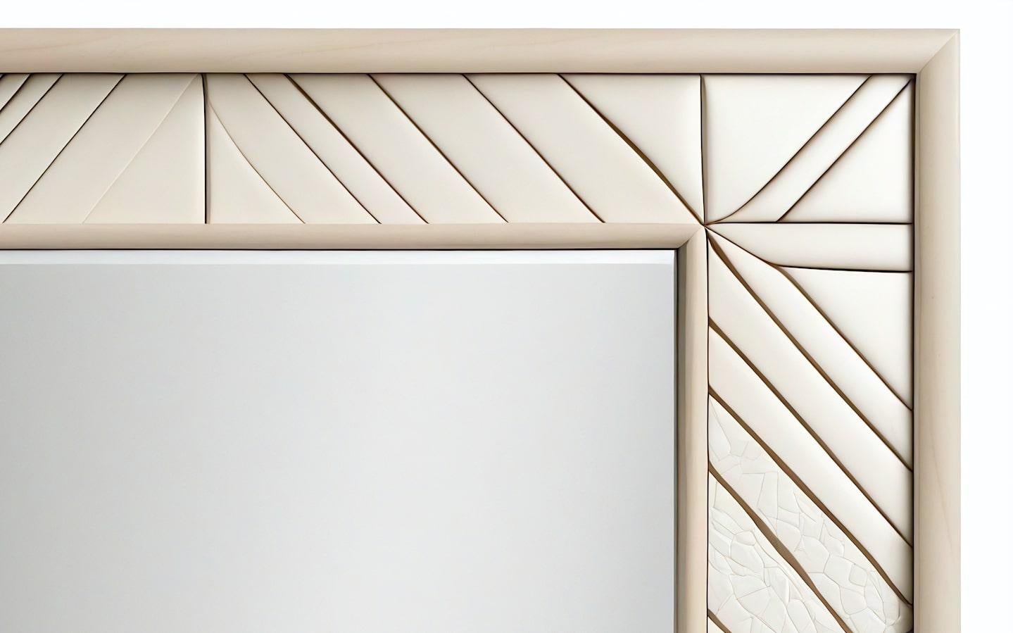 Inlay Abstract Mirror Inspired by Art Deco, Handcrafted by Artisanal For Sale