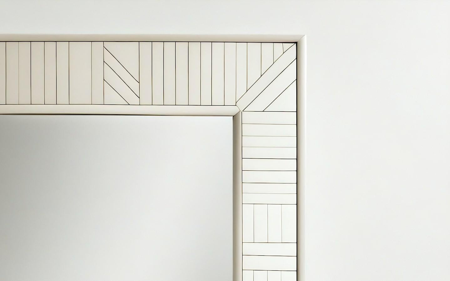 Incrusté Miroir abstrait inspiré de l'Art déco, fabriqué à la main par Artisanal en vente