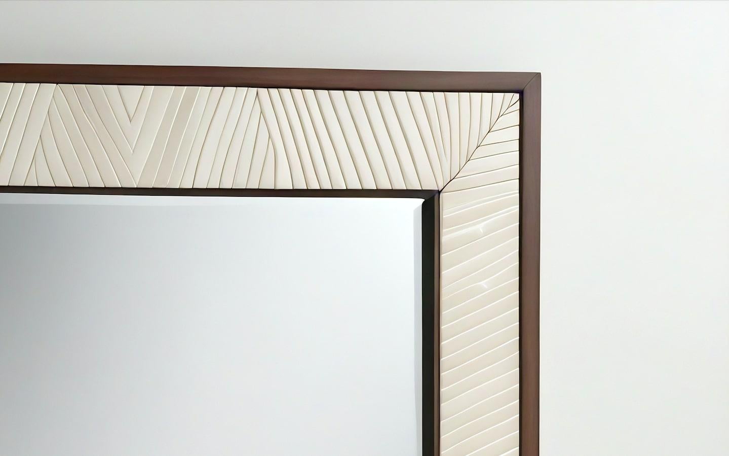 Inlay Abstract Mirror Inspired by Art Deco, Handcrafted by Artisanal For Sale