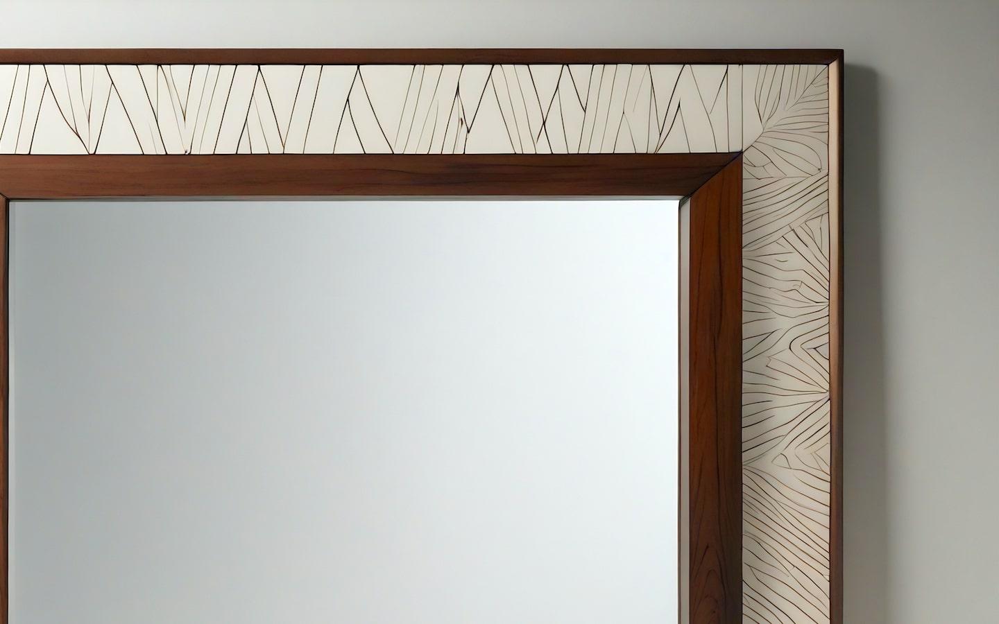 Inlay Abstract Mirror Inspired by Art Deco, Handcrafted by Artisanal For Sale