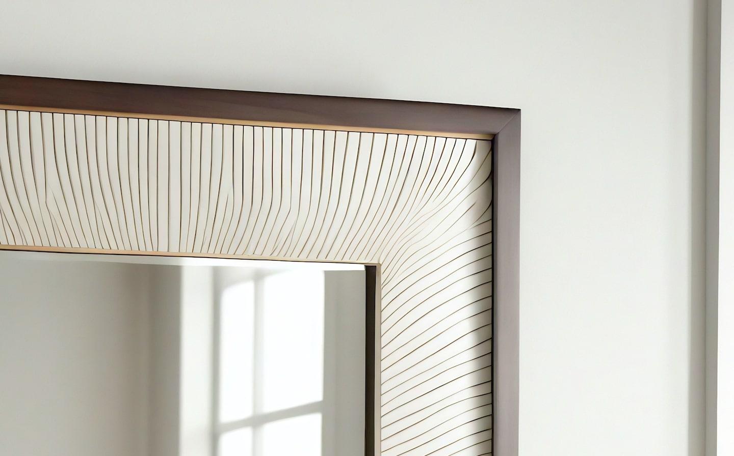 Inlay Abstract Mirror Inspired by Art Deco, Handcrafted by Artisanal For Sale