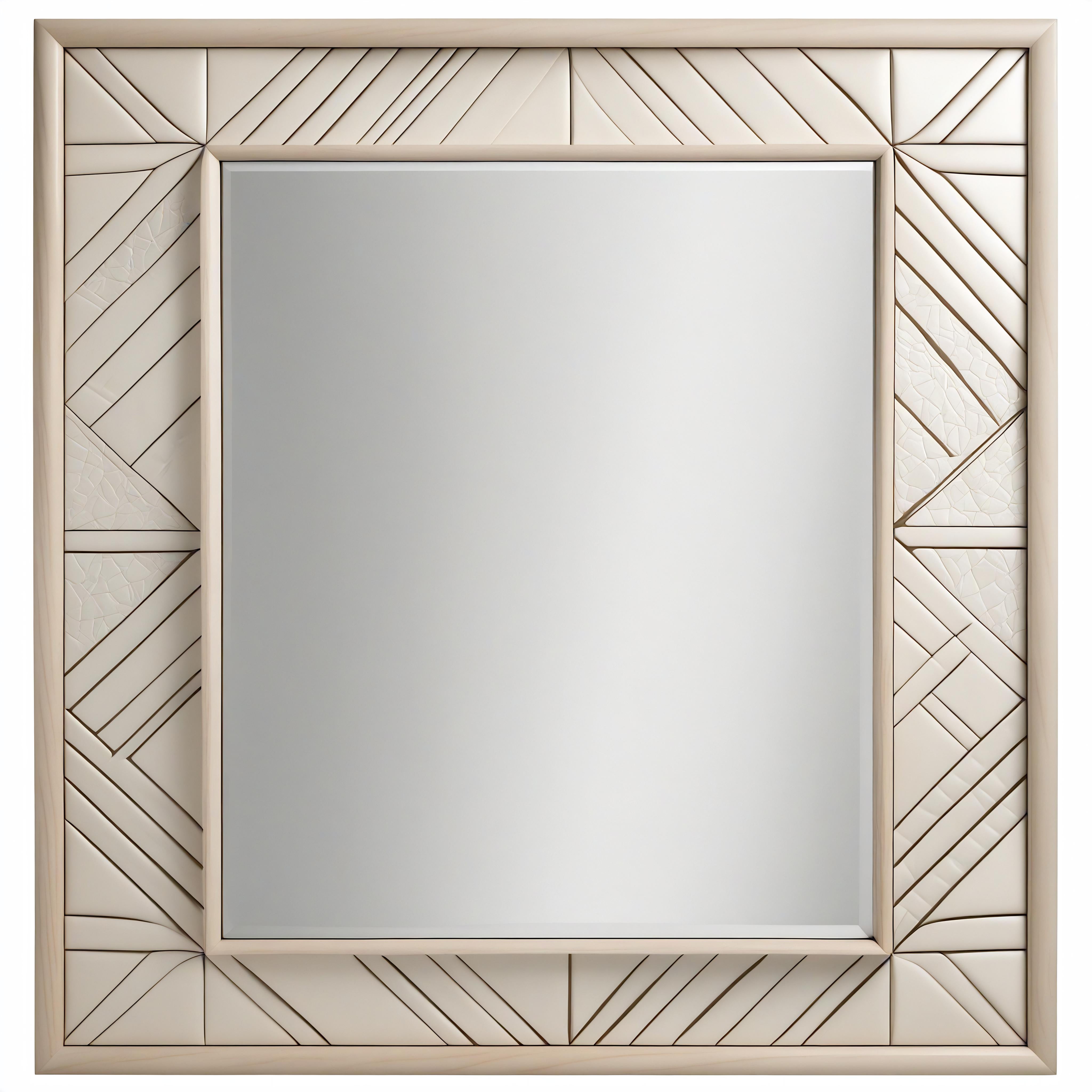 Wood Abstract Mirror Inspired by Art Deco, Handcrafted by Artisanal For Sale