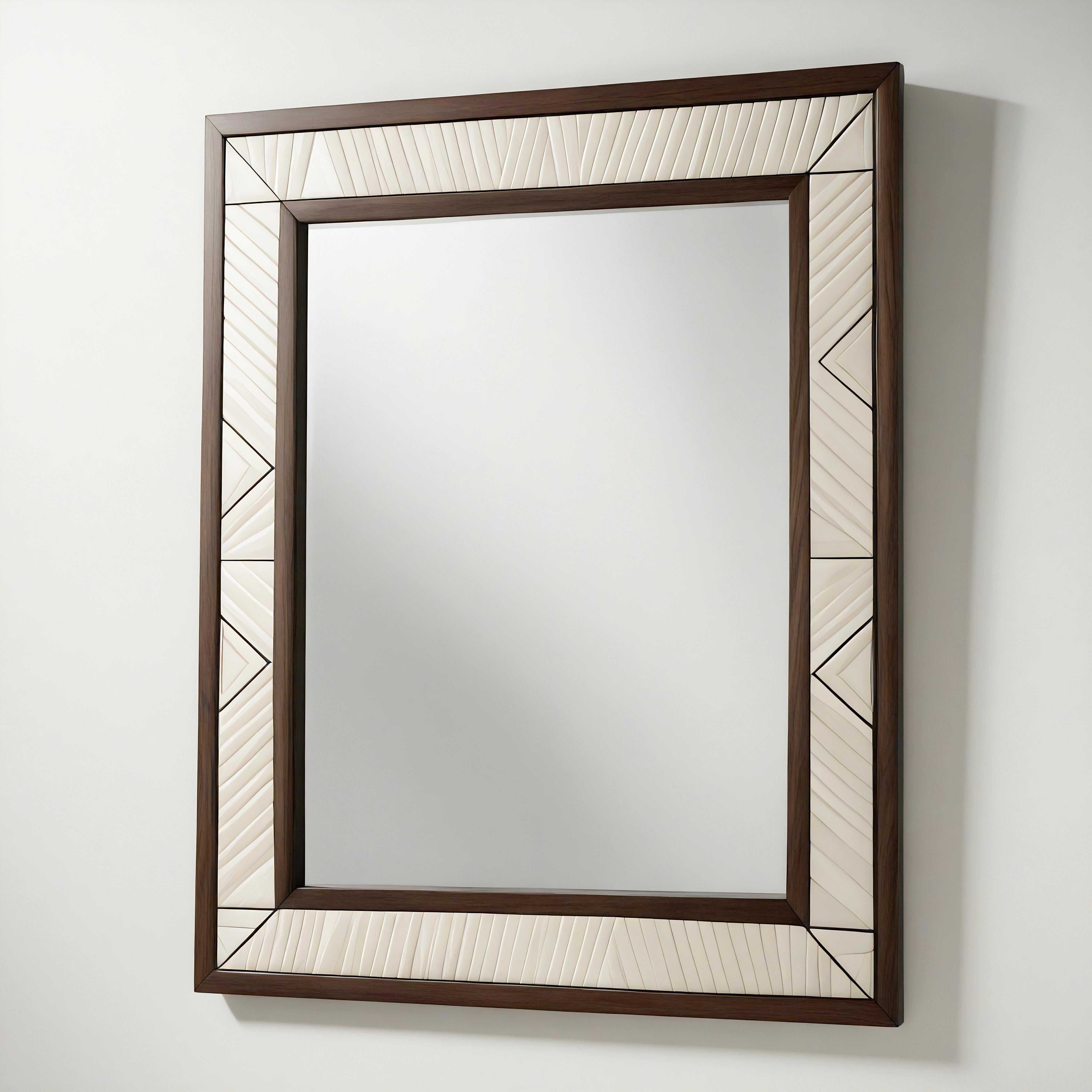 Miroir abstrait inspiré de l'Art déco, fabriqué à la main par Artisanal en vente 1