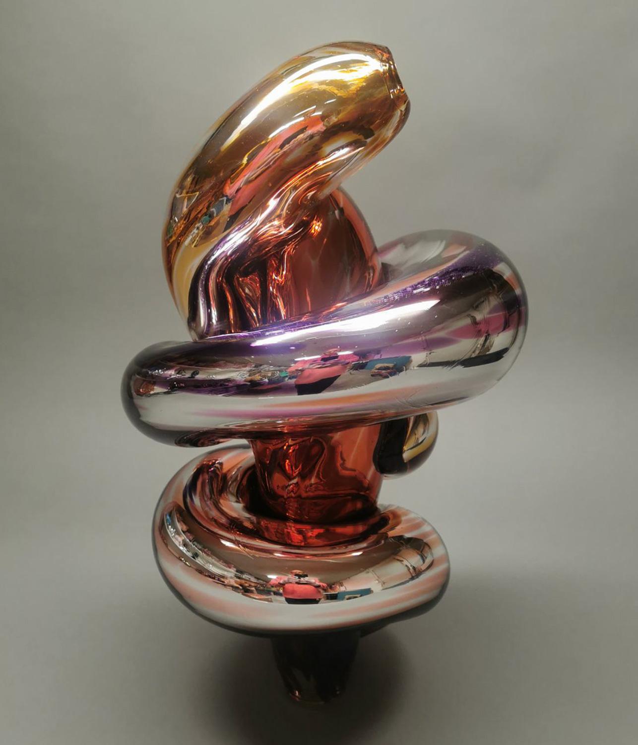 Swedish Abstract, Mirrored Glass Sculpture by Markus Emilsson, In Stock For Sale