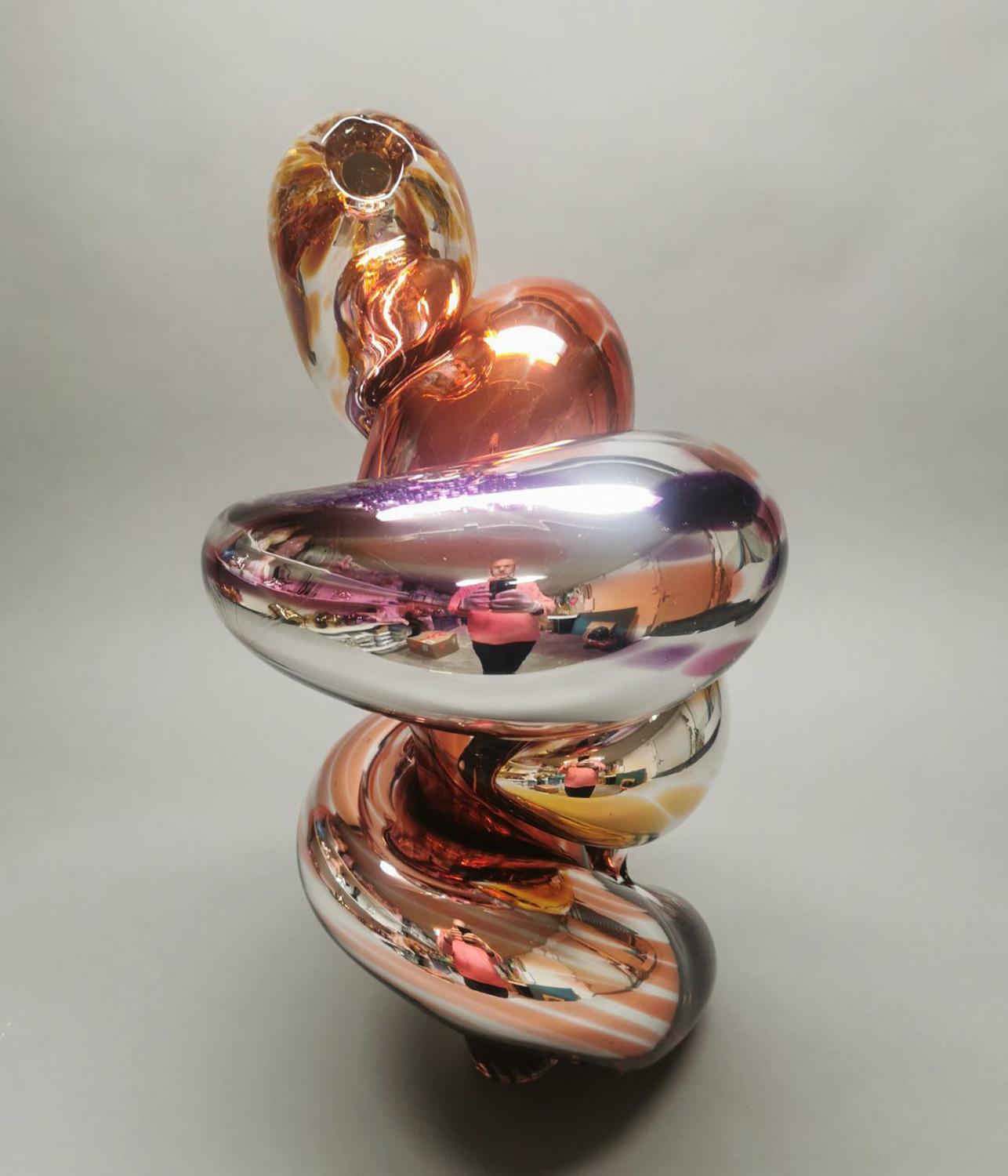 Hand-Crafted Abstract, Mirrored Glass Sculpture by Markus Emilsson, In Stock For Sale