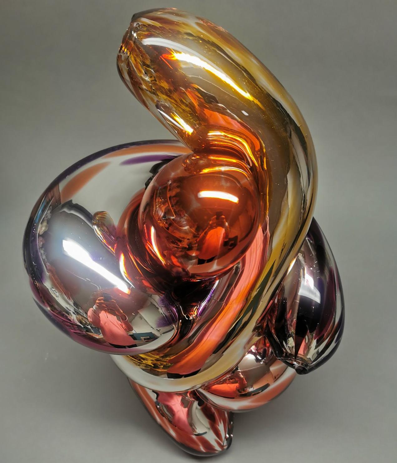 Contemporary Abstract, Mirrored Glass Sculpture by Markus Emilsson, In Stock For Sale