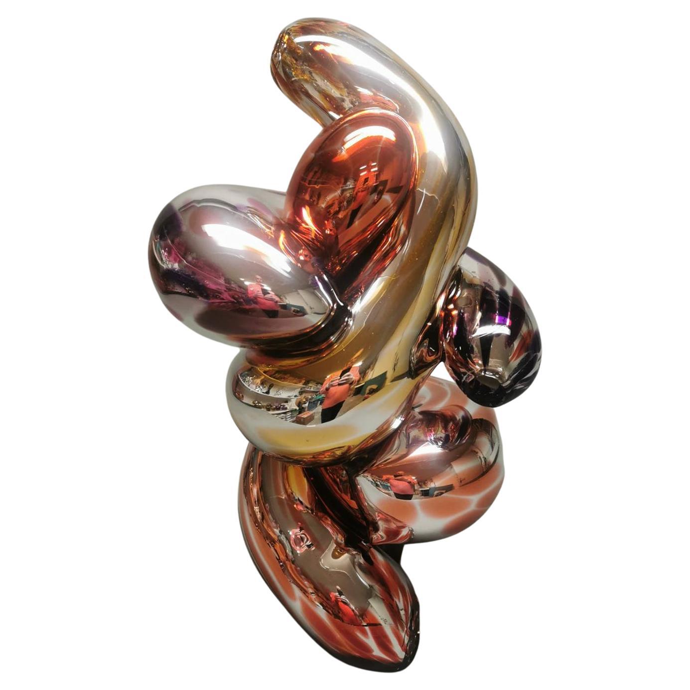 Abstract, Mirrored Glass Sculpture by Markus Emilsson, In Stock For Sale