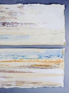 Abstract Mixed Media Coastal Scene Diptych