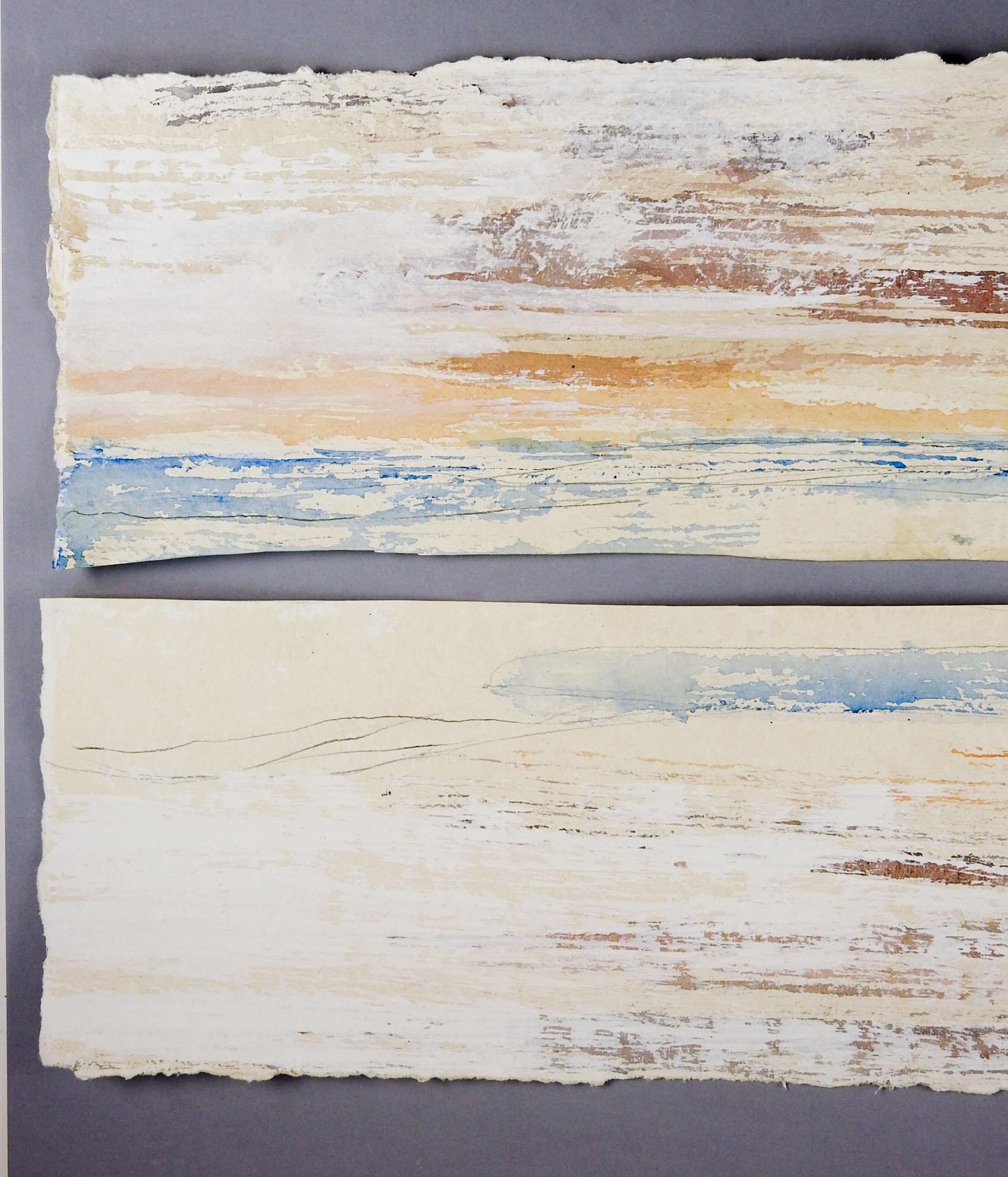 Abstract Mixed Media Coastal Scene Diptych In Good Condition For Sale In Seguin, TX