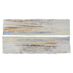 Abstract Mixed Media Coastal Scene Diptych