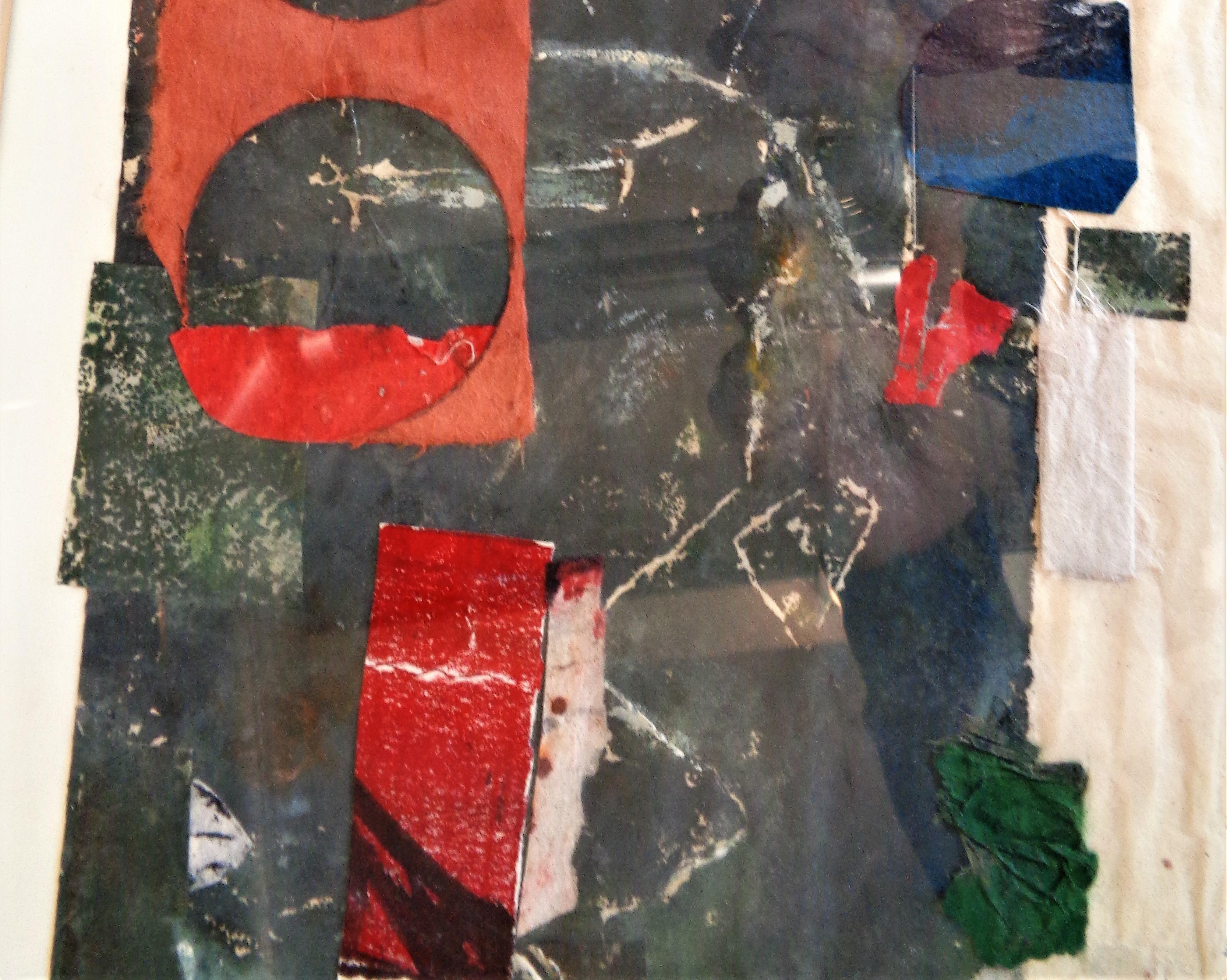 Mid-Century Modern Abstract Mixed Media Collage Painting by Hilda Altschule, 1971