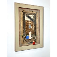 Peinture abstraite en collage mixte de James Coignard, vers les années 1980