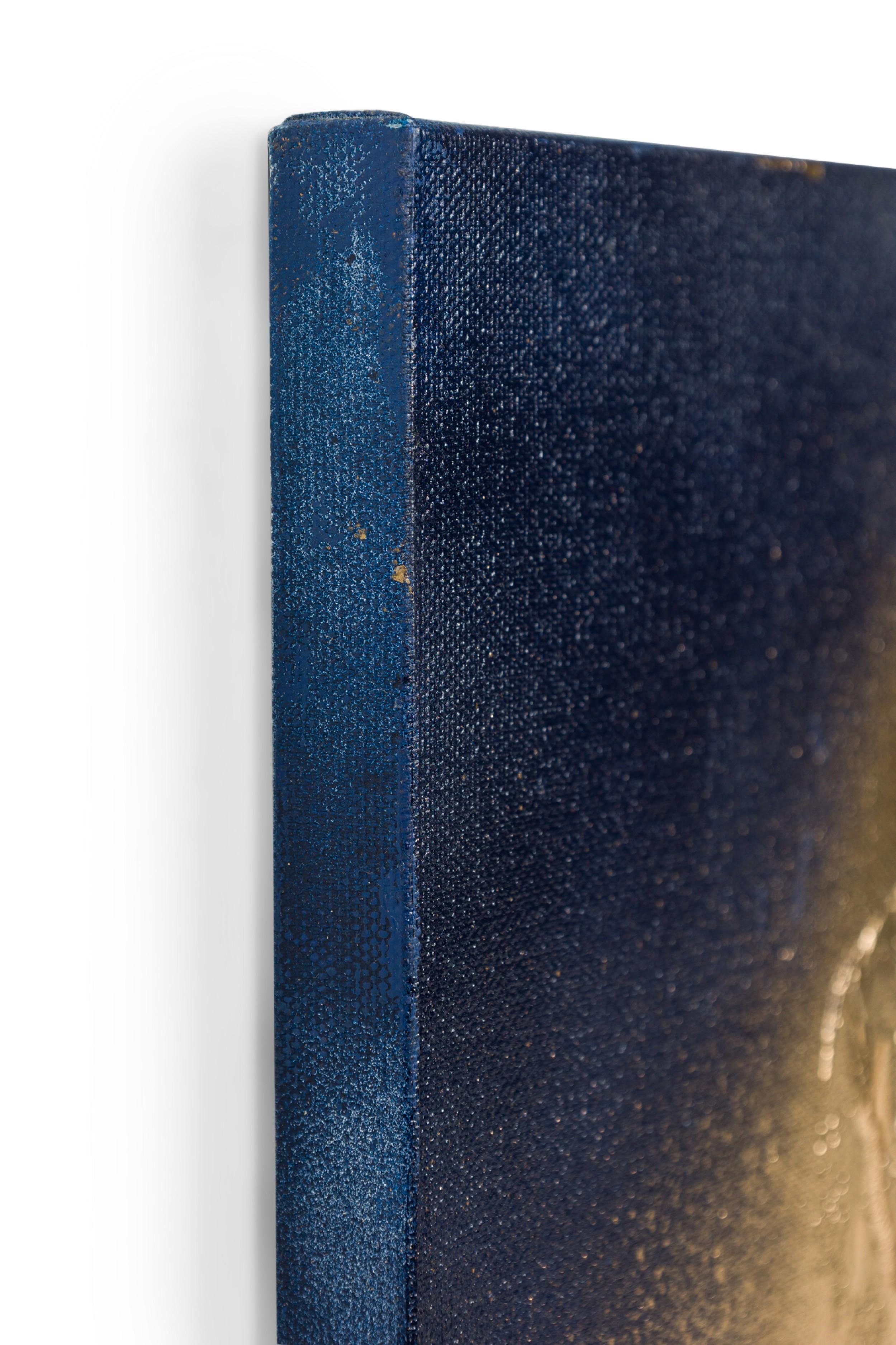 Abstraktes Diptychon in Mischtechnik in Gold & Blau Texturierte Gemälde auf Leinwand (21. Jahrhundert und zeitgenössisch) im Angebot