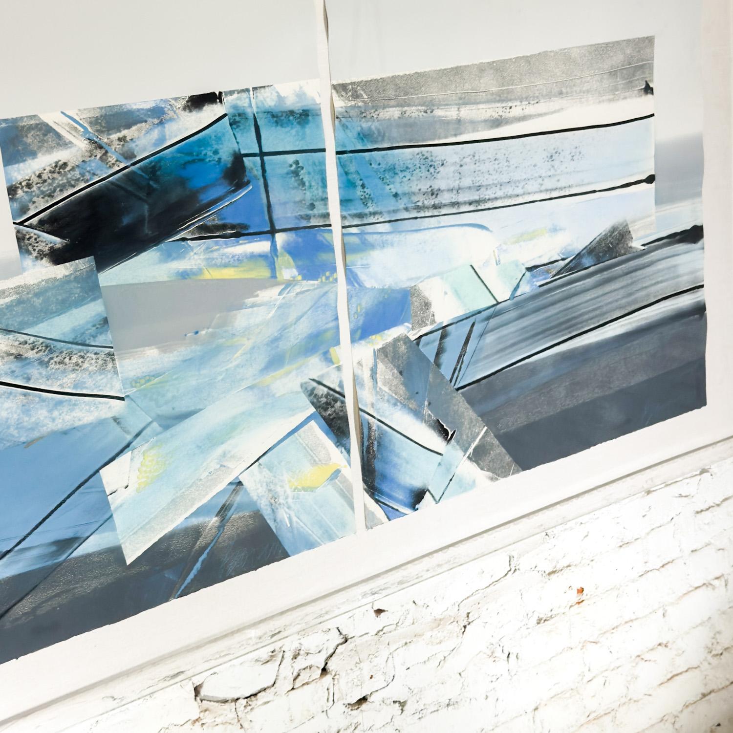 Plexiglass Abstract Mixed Media Large Scale 2D Diptych Paper Art by C. Robert Boreman For Sale