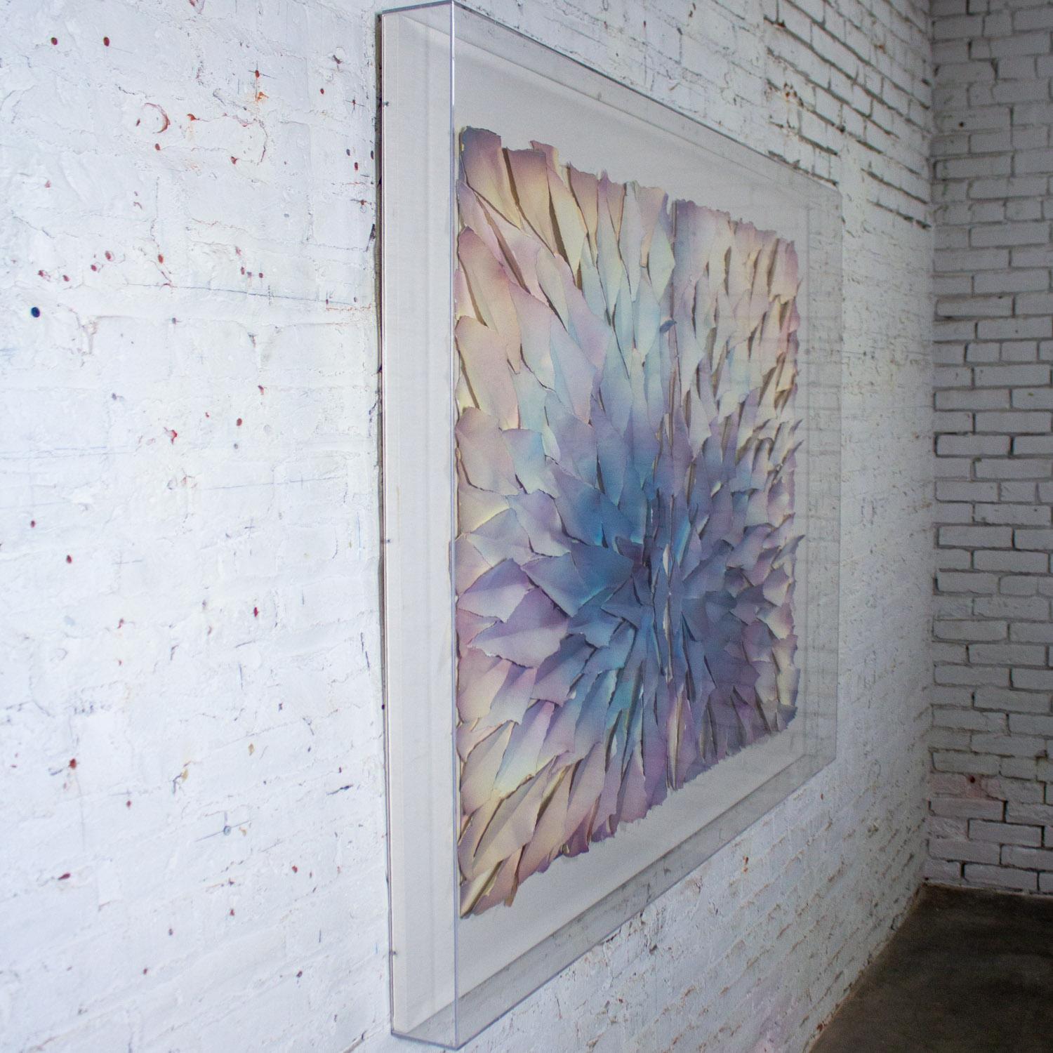 Abstrait Mixed Media Monumental 3D Diptyque Pétales de papier peints et déchirés Art mural Bon état - En vente à Topeka, KS