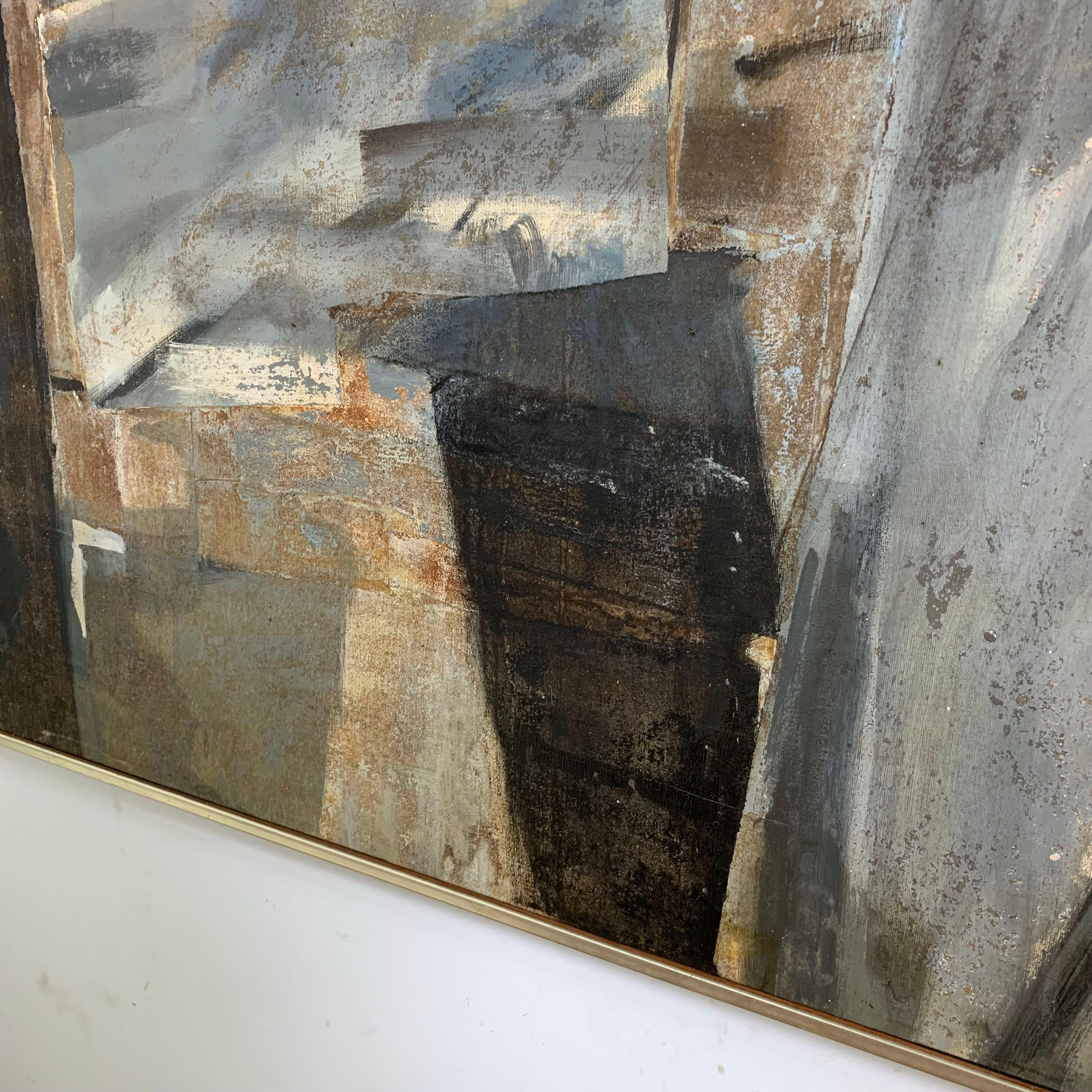 Abstract Mixed Media on Canvas by Alfred Wunderlich Circa 1970s 4