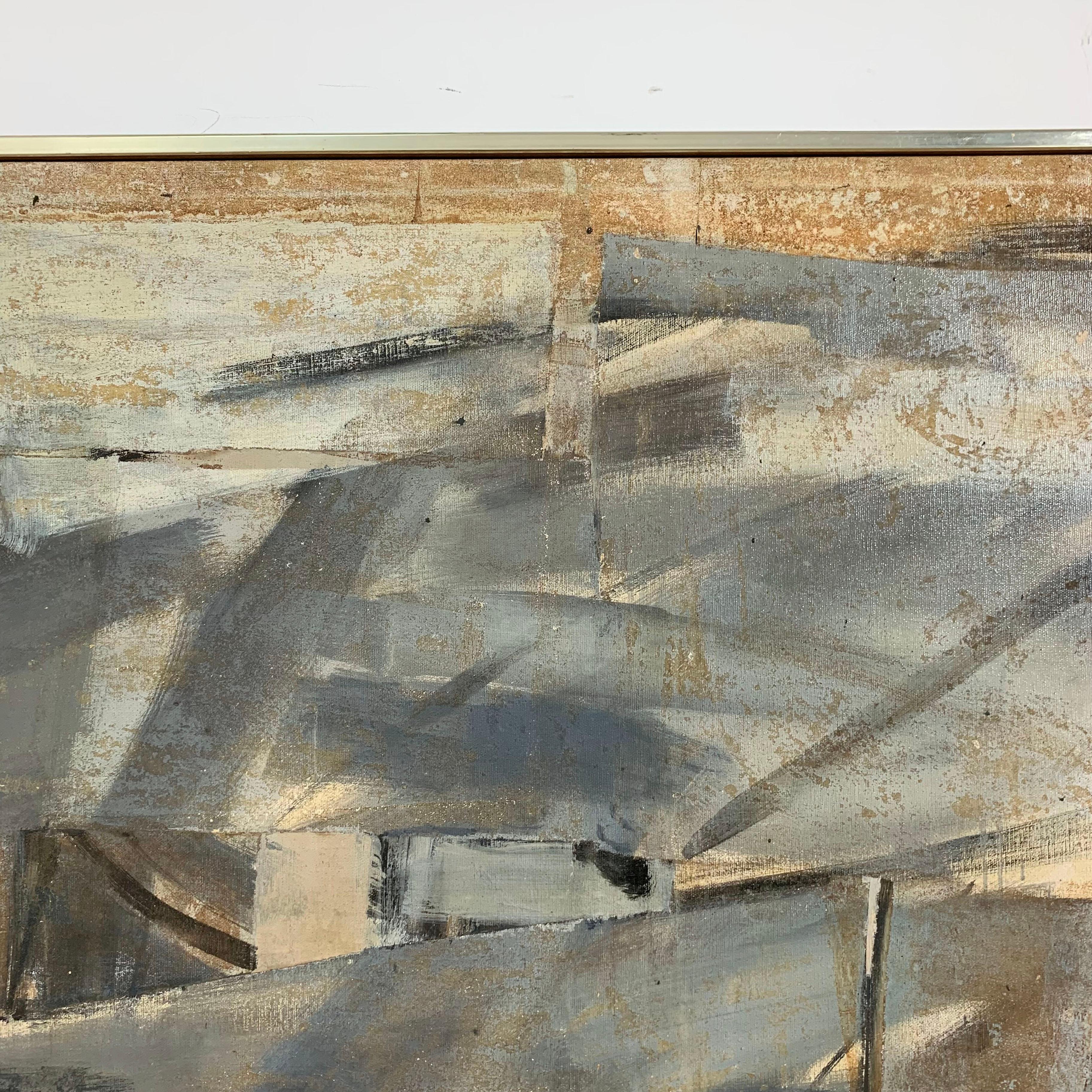 Mid-Century Modern Abstract Mixed Media on Canvas by Alfred Wunderlich Circa 1970s