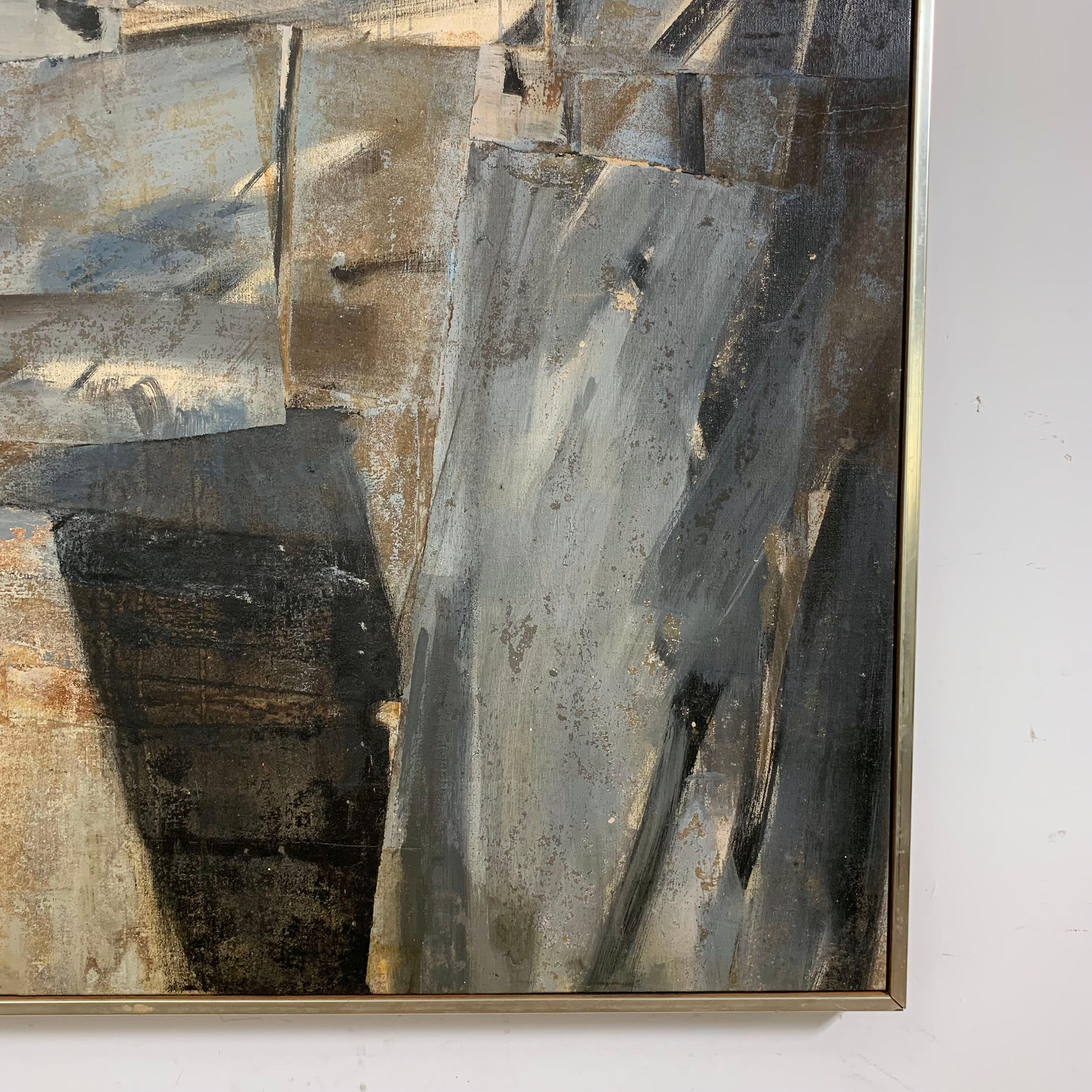 American Abstract Mixed Media on Canvas by Alfred Wunderlich Circa 1970s