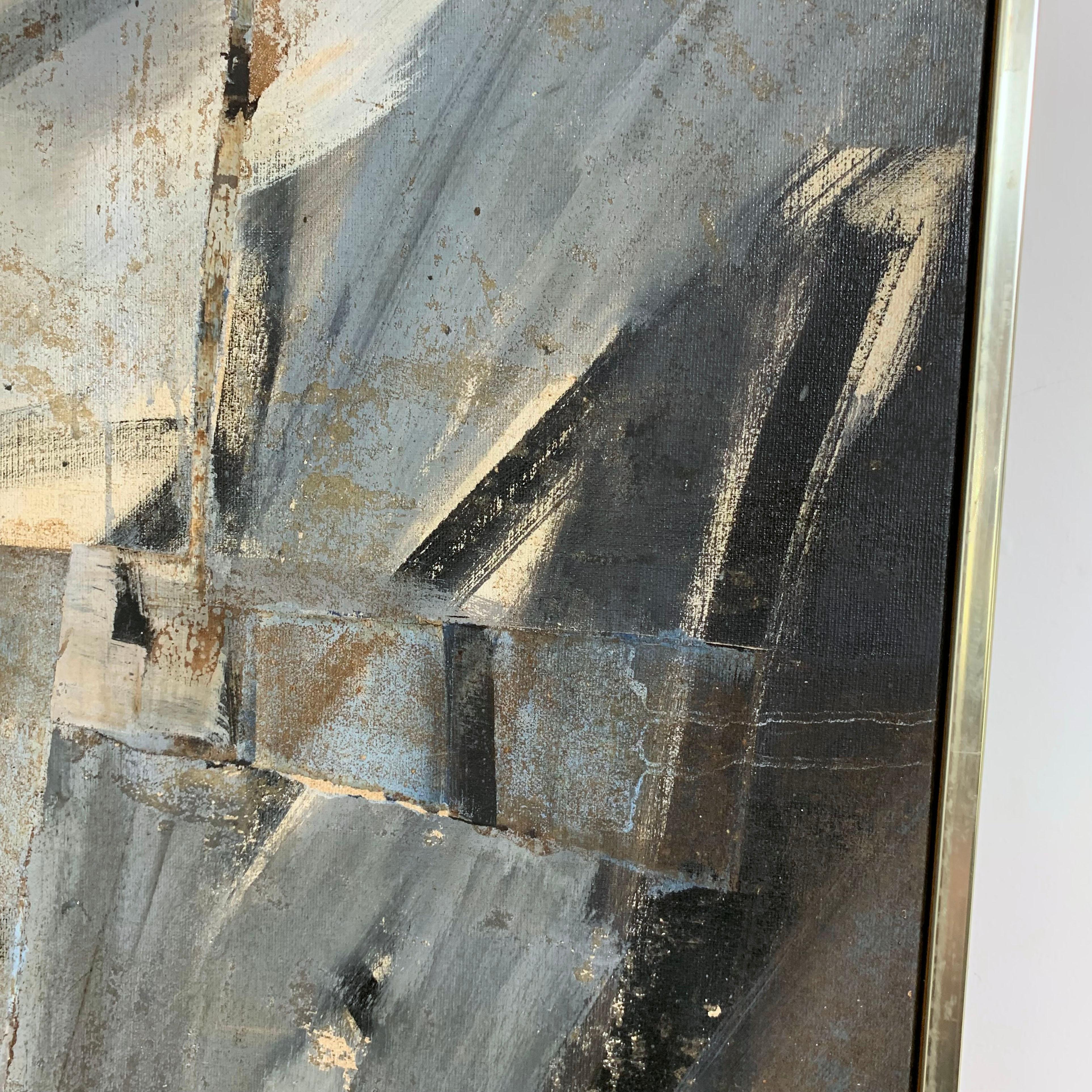 Abstract Mixed Media on Canvas by Alfred Wunderlich Circa 1970s 1
