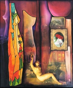 Abstraktes Gemälde in Mischtechnik, Juan Navarette, kubanisch-amerikanischer Künstler