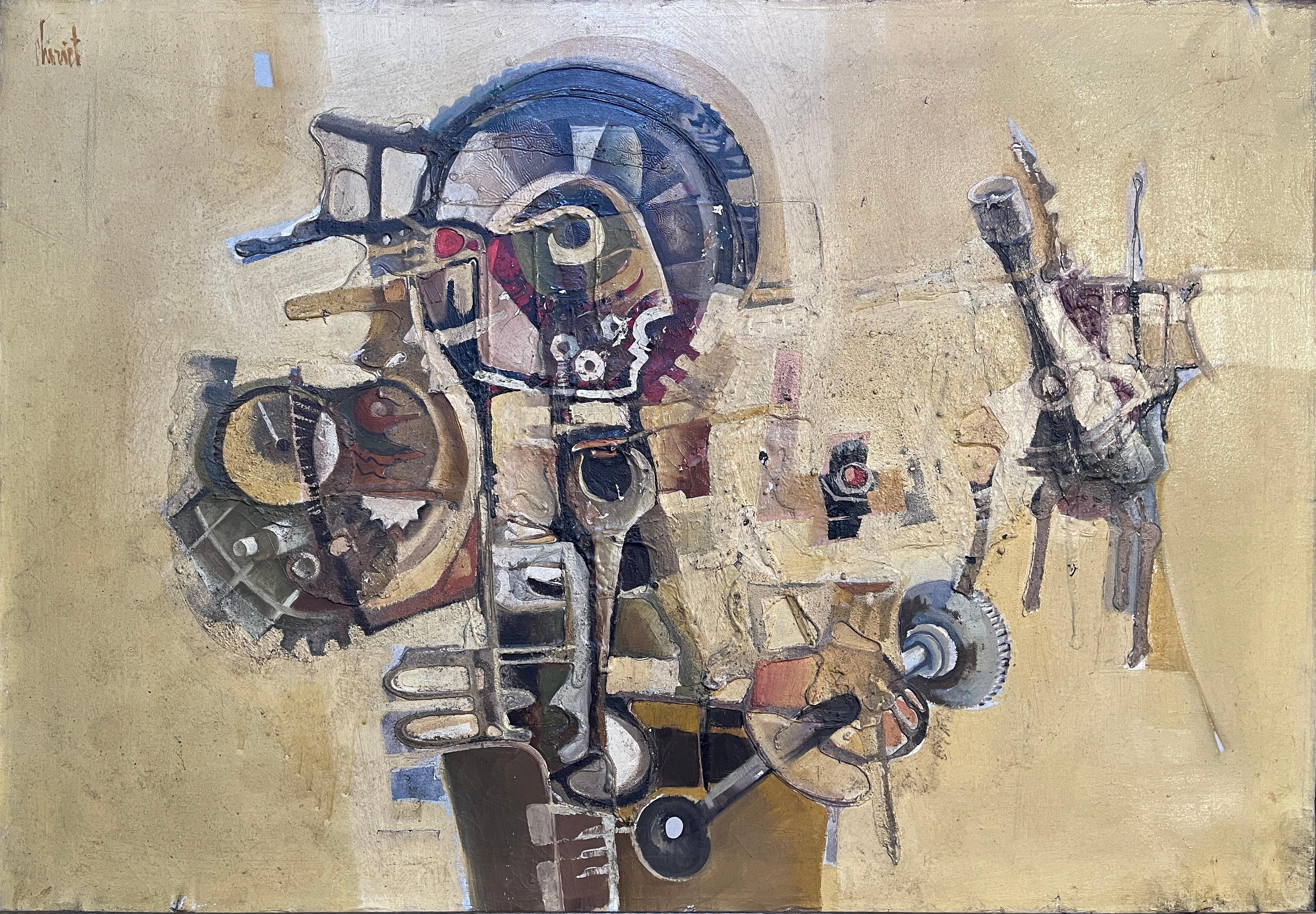 Abstract mixed media painting on canvas, A. Cheriet, 1975
Painting by contemporary artist, A Cheriet, abstract, entitled “Mechanisms of prostitution”.
Good condition, some signs of wear due to age
Dimensions: 100x70 cm