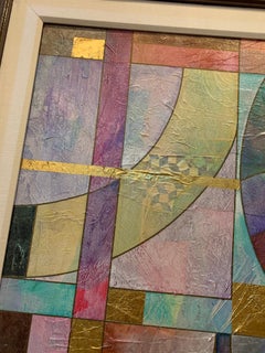 Large Abstract Mixed-Media Painting with Gold Leaf, Richard Hall