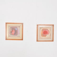 Paire de petites œuvres d'art abstraites en techniques mixtes de Jose Luis Serrano, Mexique, années 1980