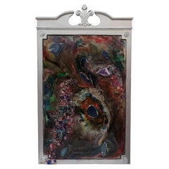 Quadro da parete astratto a tecnica mista con pietre semi preziose