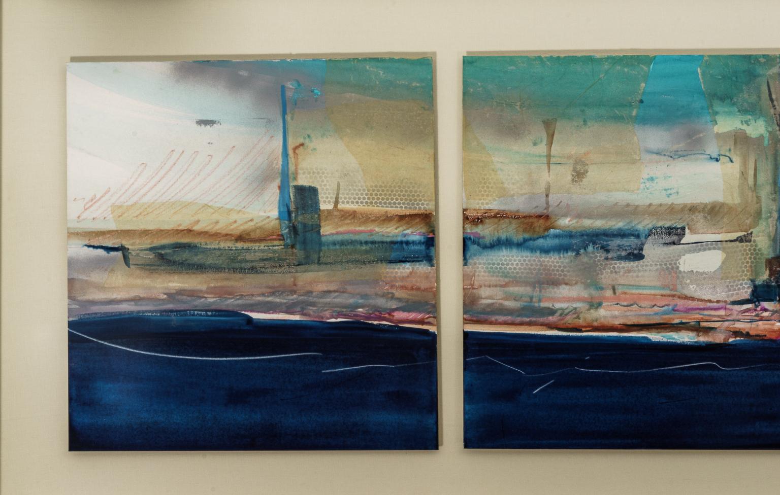 American Abstract Mixed-Media Triptych by Harold Larsen