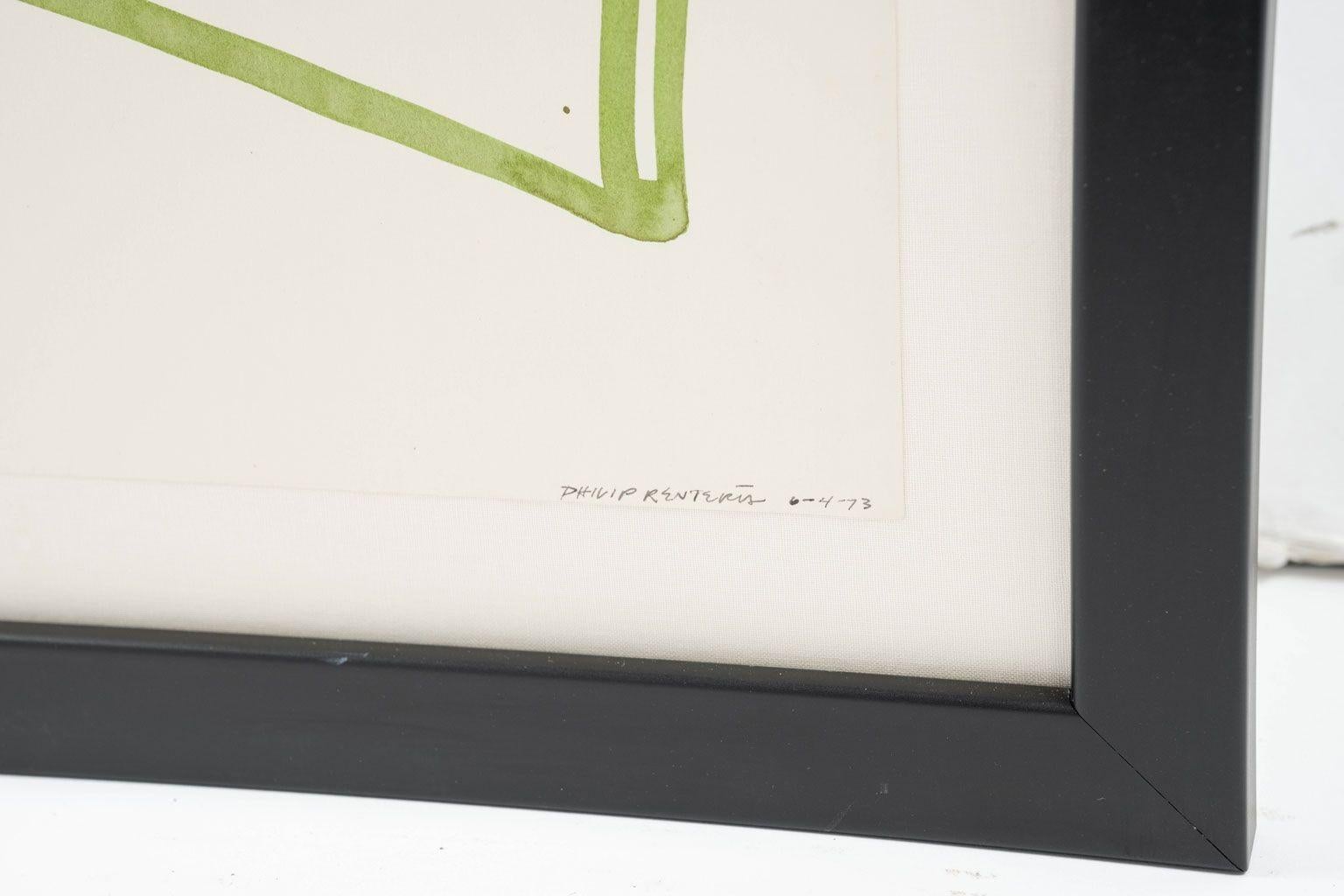 Técnica mixta abstracta sobre papel de Philip Renteria (1973) Pintado a mano en venta