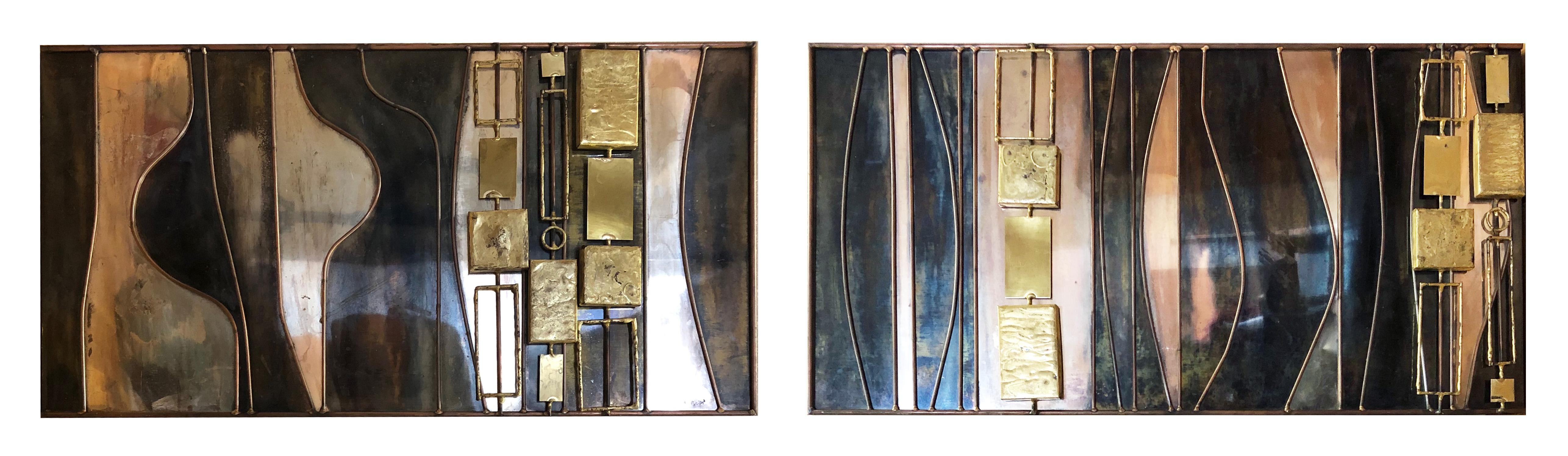 Mid-Century Modern Abstract Mixed-Metal Wall Sculpture by Curtis Jeré