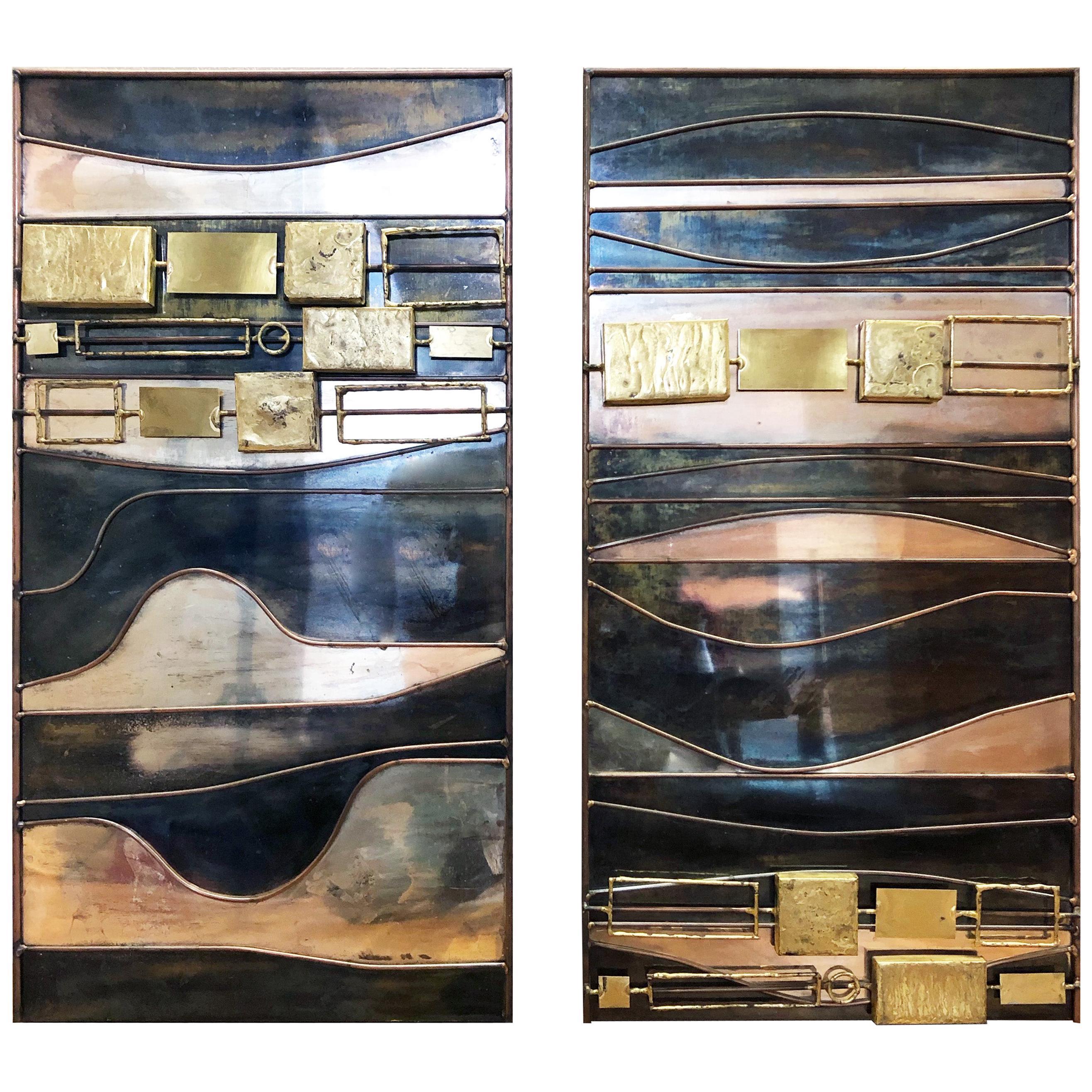 Abstract Mixed-Metal Wall Sculpture by Curtis Jeré