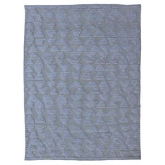 Abstract Modern Area Rug in L. Blue, Taupe, Beige with Minimalist Design