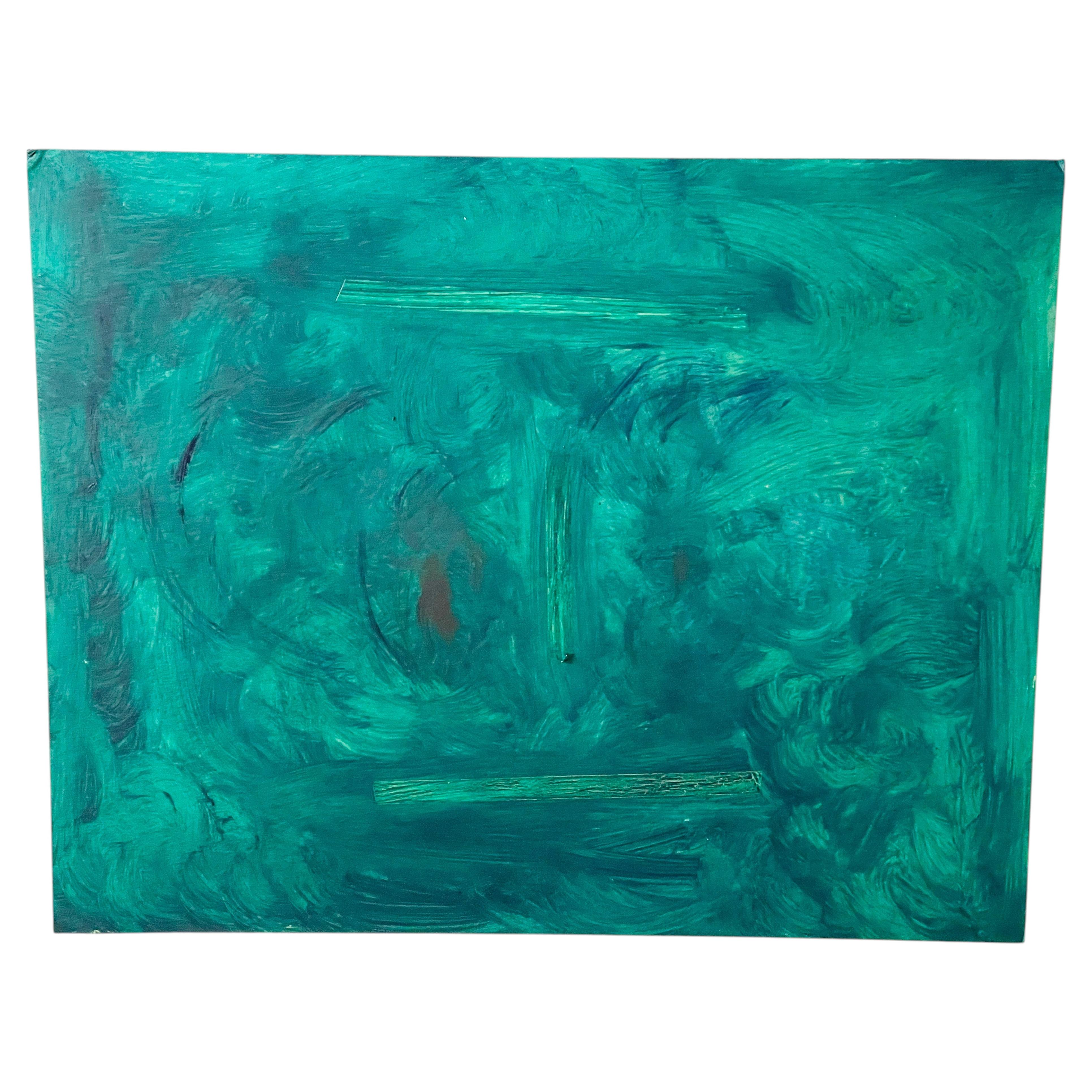 Abstract Modern Art Painting Phtalo Face Signed