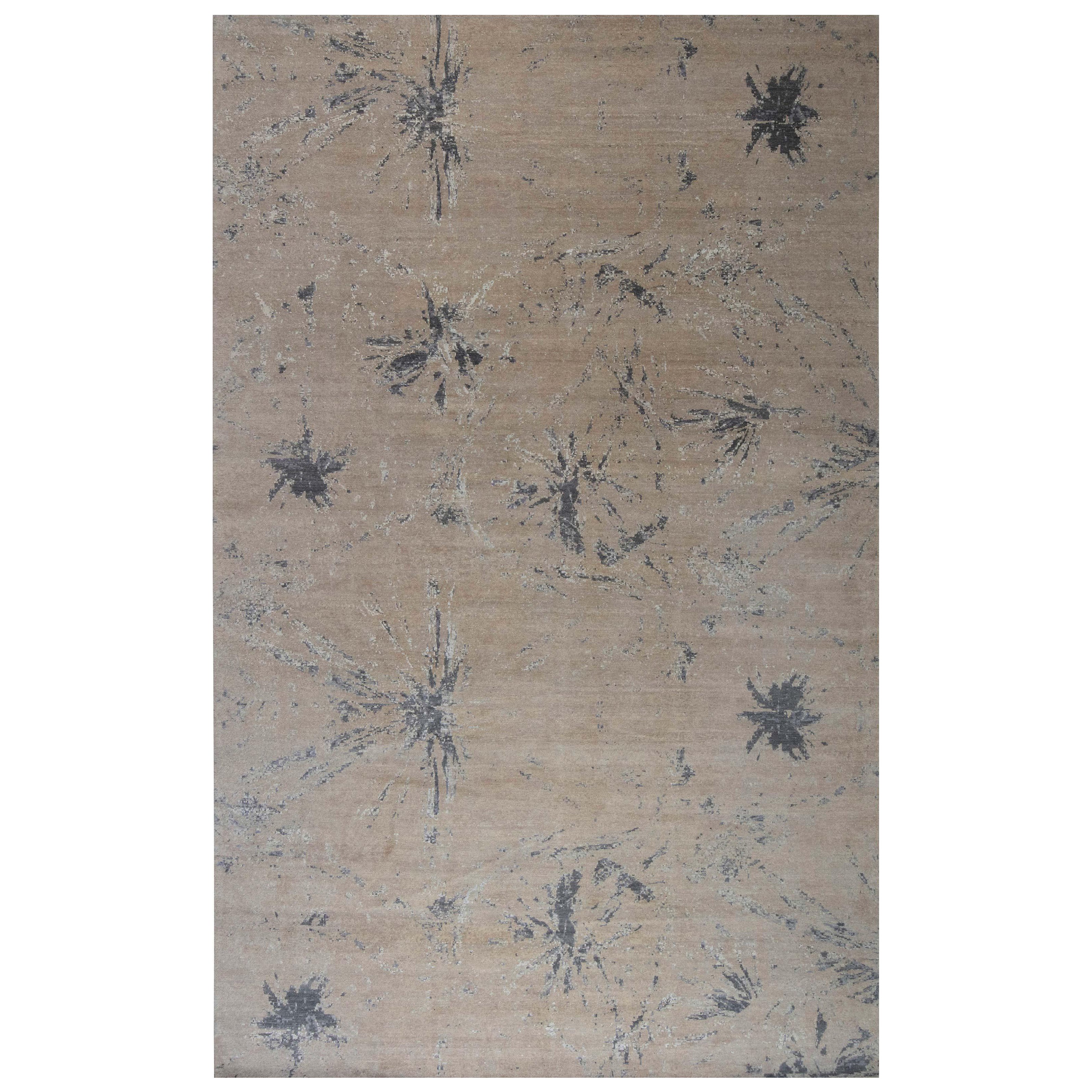 Tappeto moderno astratto in lana "Blue Splash" di Doris Leslie Blau in vendita
