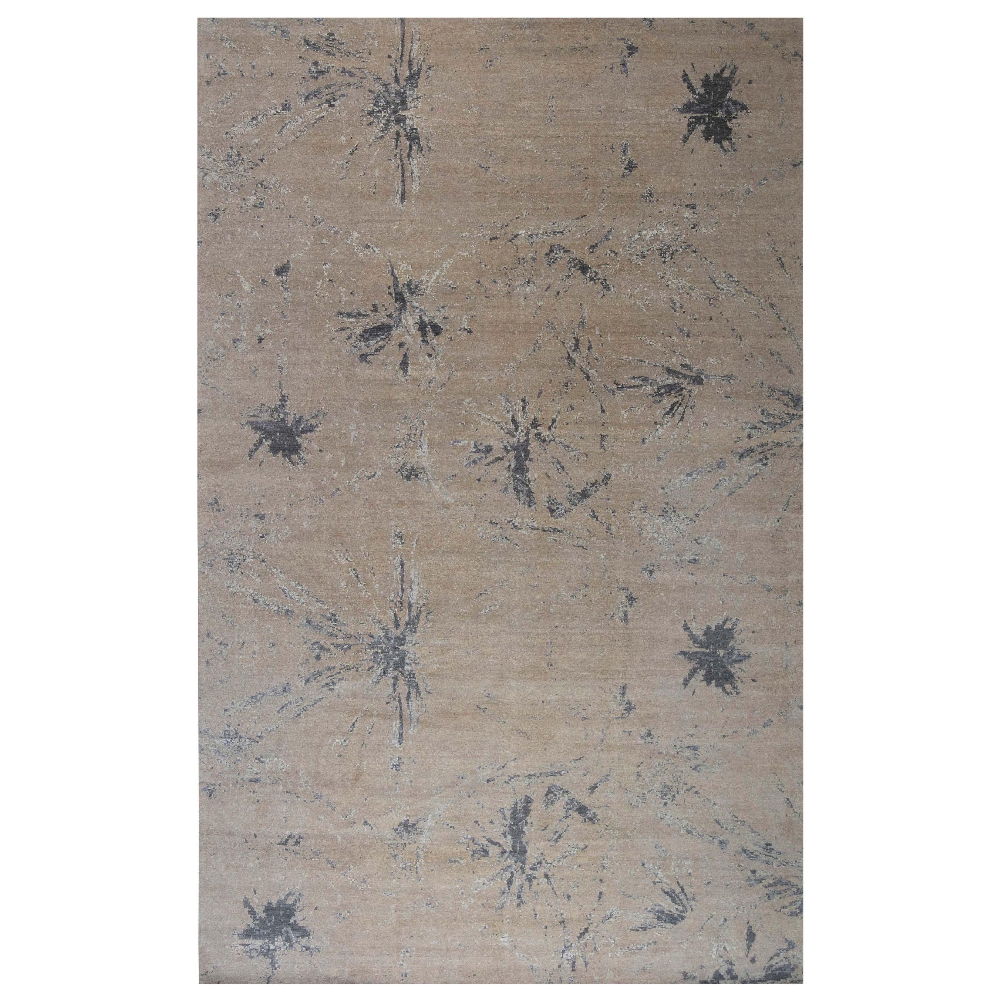 Alfombra moderna abstracta de lana "Salpicadura azul" de Doris Leslie Blau