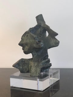 Escultura moderna abstracta de bronce sobre base de lucita de Franco Ciarlo